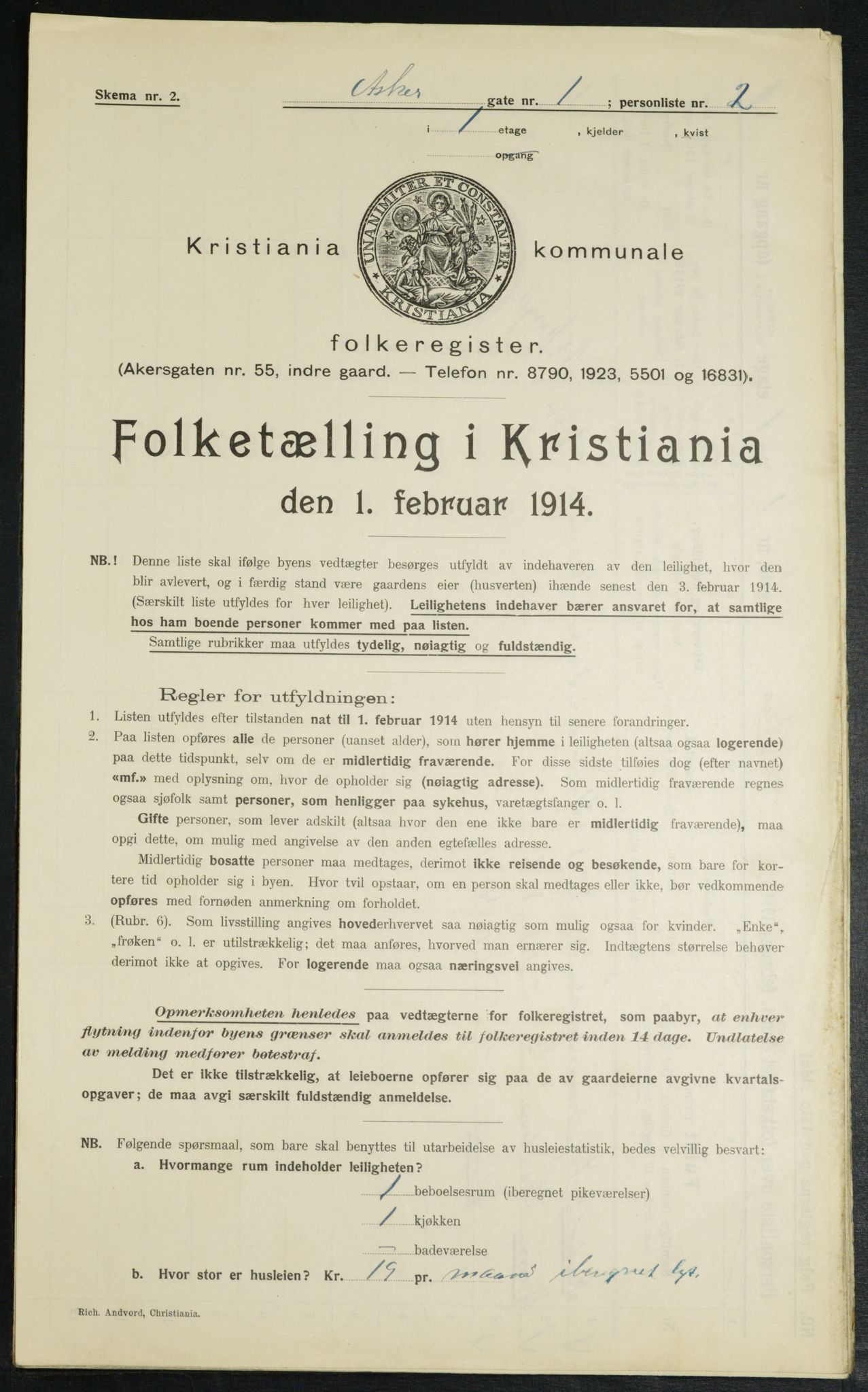 OBA, Municipal Census 1914 for Kristiania, 1914, p. 2510