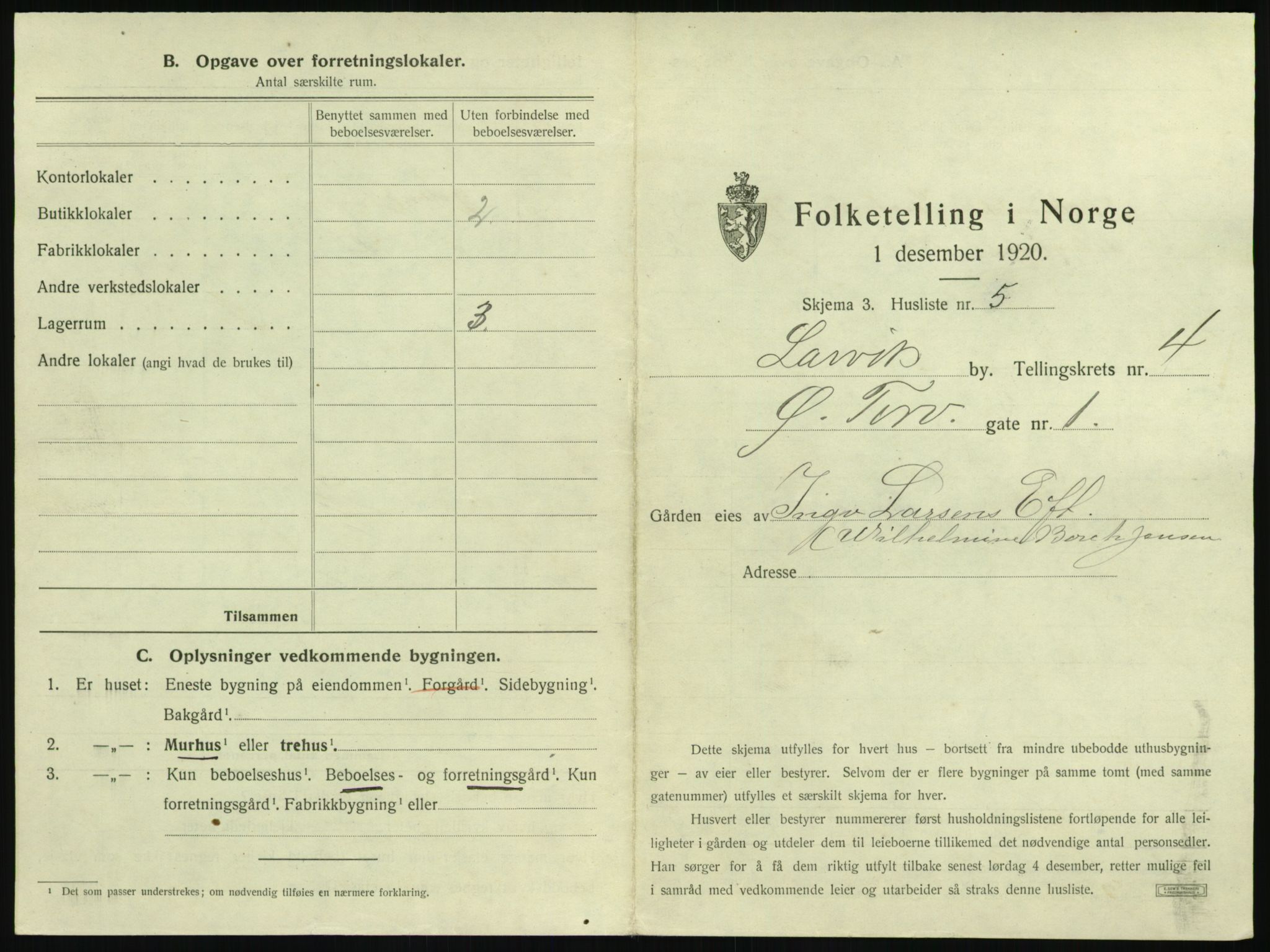 SAKO, 1920 census for Larvik, 1920, p. 756