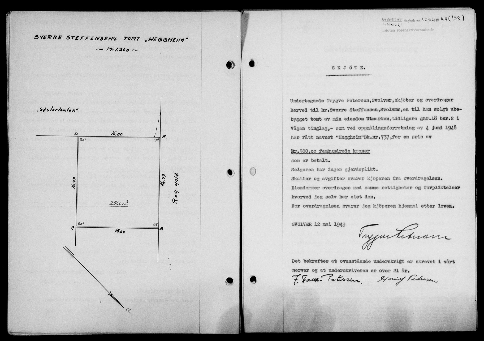 Lofoten sorenskriveri, SAT/A-0017/1/2/2C/L0020a: Mortgage book no. 20a, 1948-1949, Diary no: : 1064/1949