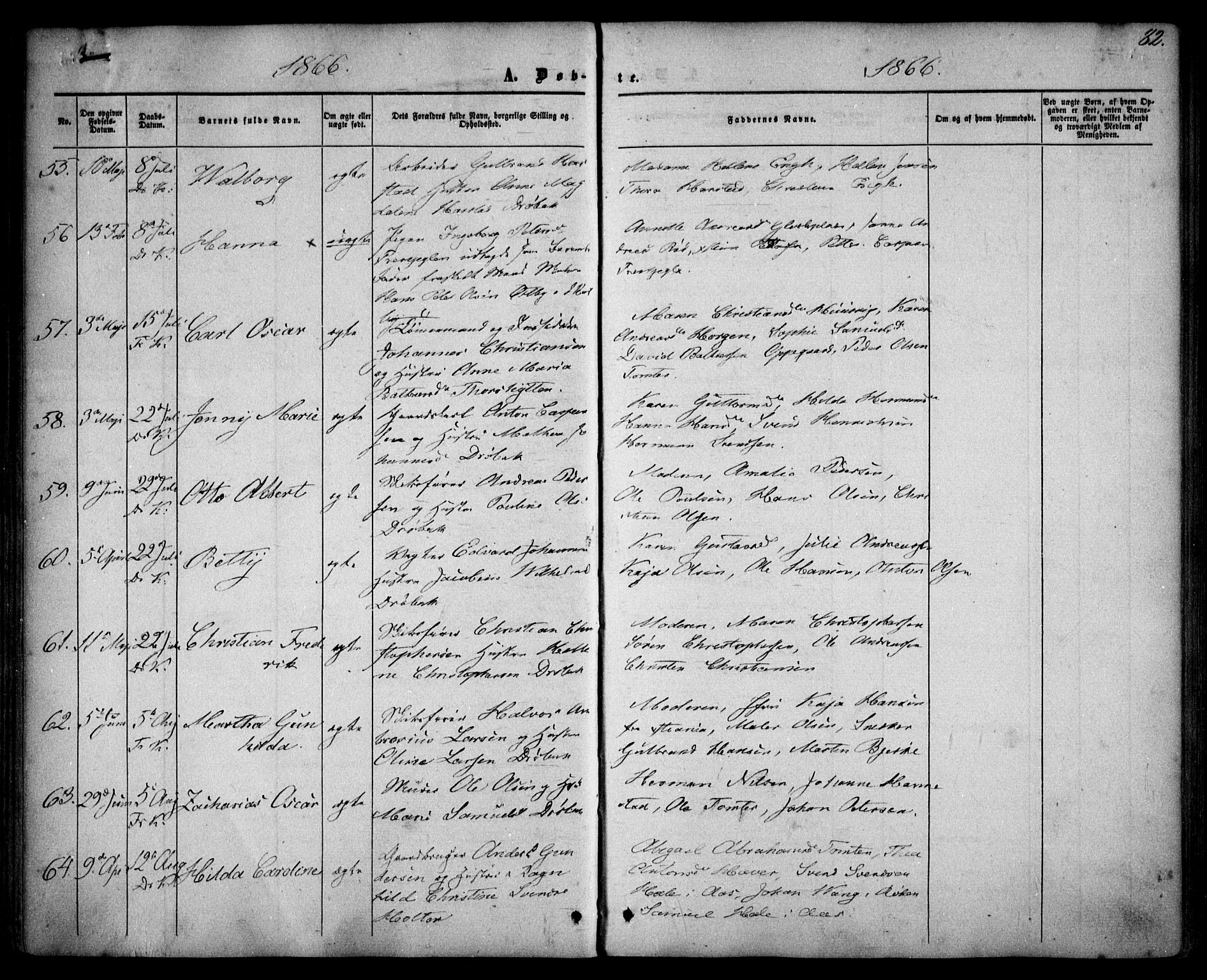 Drøbak prestekontor Kirkebøker, AV/SAO-A-10142a/F/Fa/L0002: Parish register (official) no. I 2, 1858-1870, p. 82