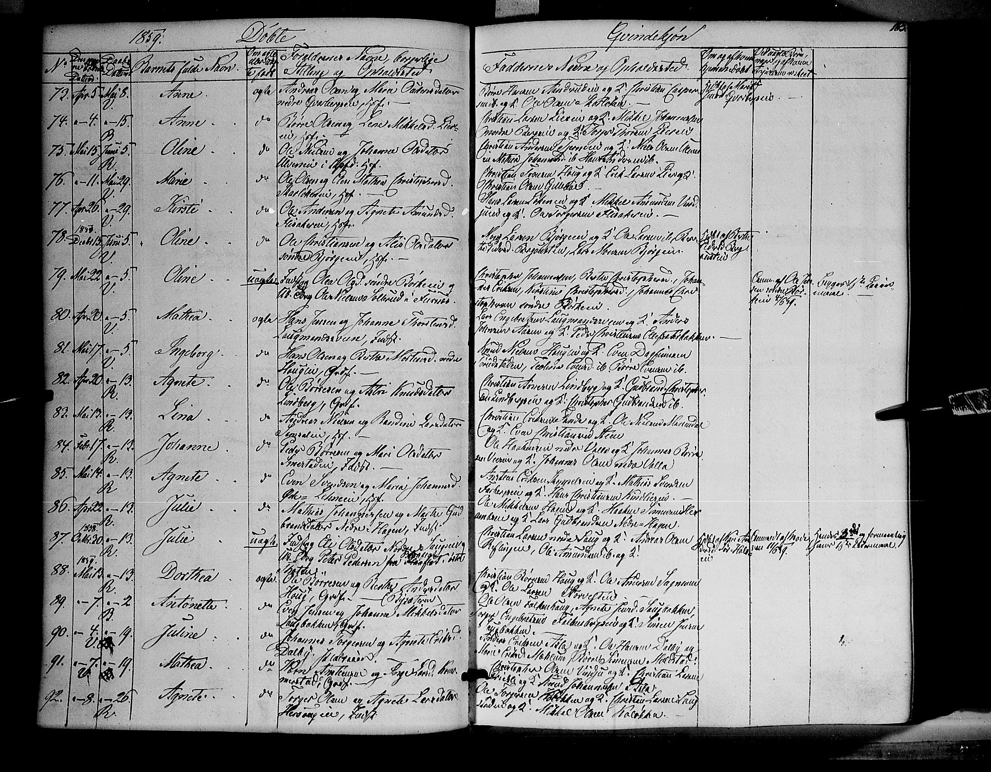 Ringsaker prestekontor, AV/SAH-PREST-014/K/Ka/L0009: Parish register (official) no. 9, 1850-1860, p. 163