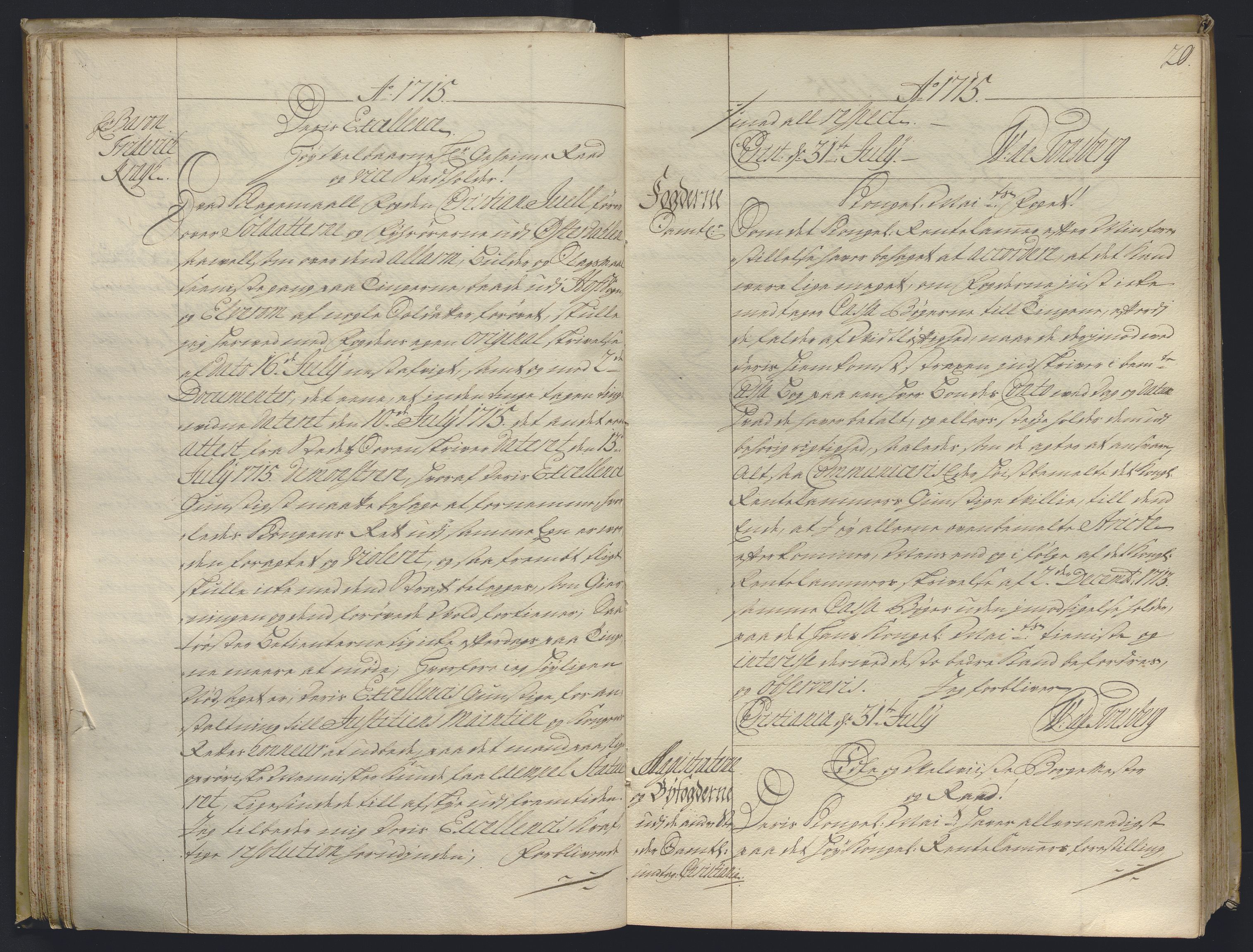Kristiania stiftamt, AV/SAO-A-10386/B/Ba/L0004: Kopibok, 1715-1717, p. 19b-20a