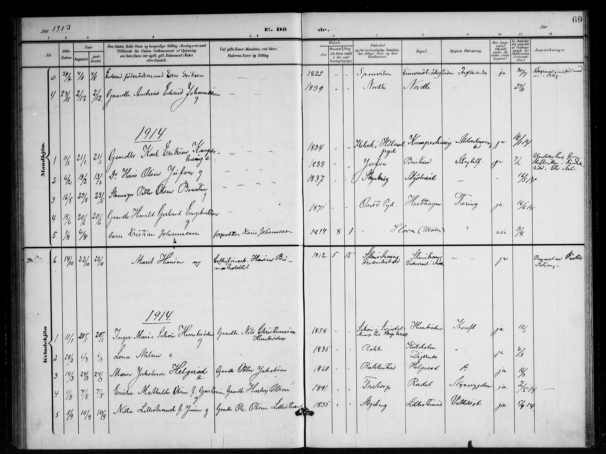 Berg prestekontor Kirkebøker, AV/SAO-A-10902/F/Fc/L0003: Parish register (official) no. III 3, 1902-1916, p. 69