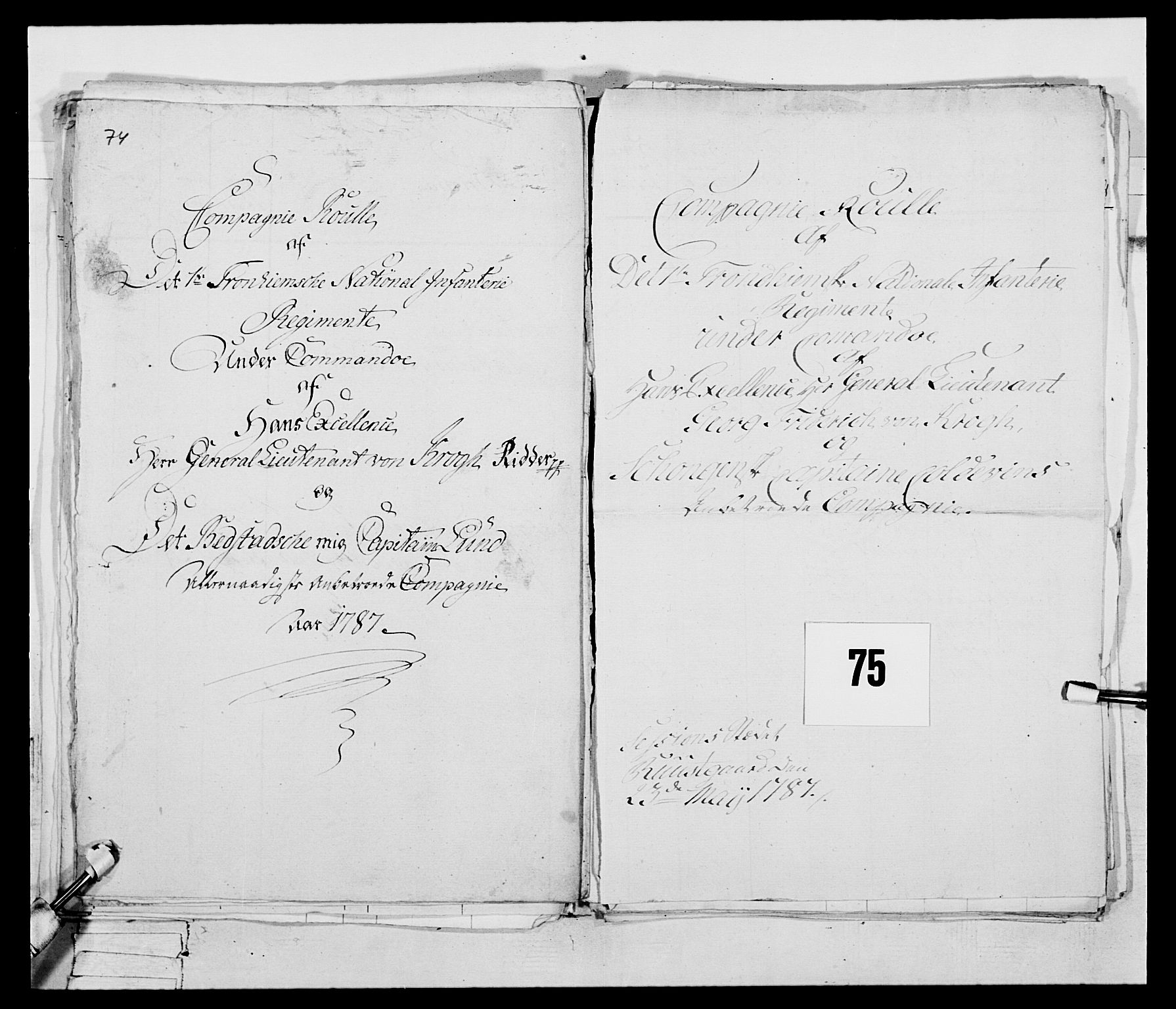 Generalitets- og kommissariatskollegiet, Det kongelige norske kommissariatskollegium, RA/EA-5420/E/Eh/L0074: 1. Trondheimske nasjonale infanteriregiment, 1780-1787, p. 282