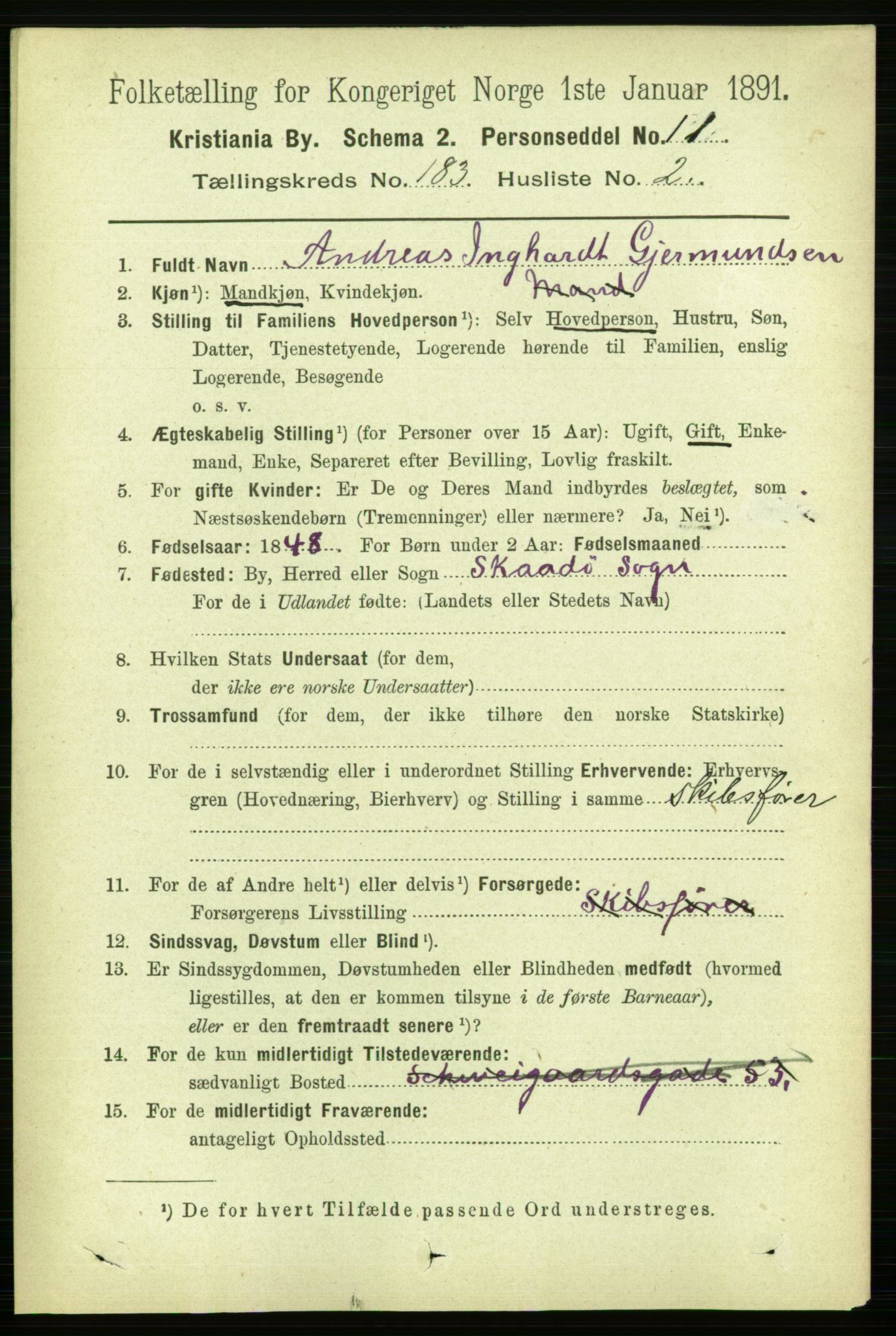 RA, 1891 census for 0301 Kristiania, 1891, p. 109313