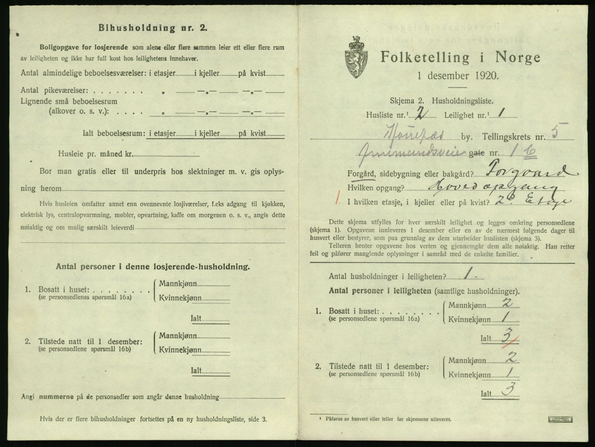 SAKO, 1920 census for Hønefoss, 1920, p. 1824