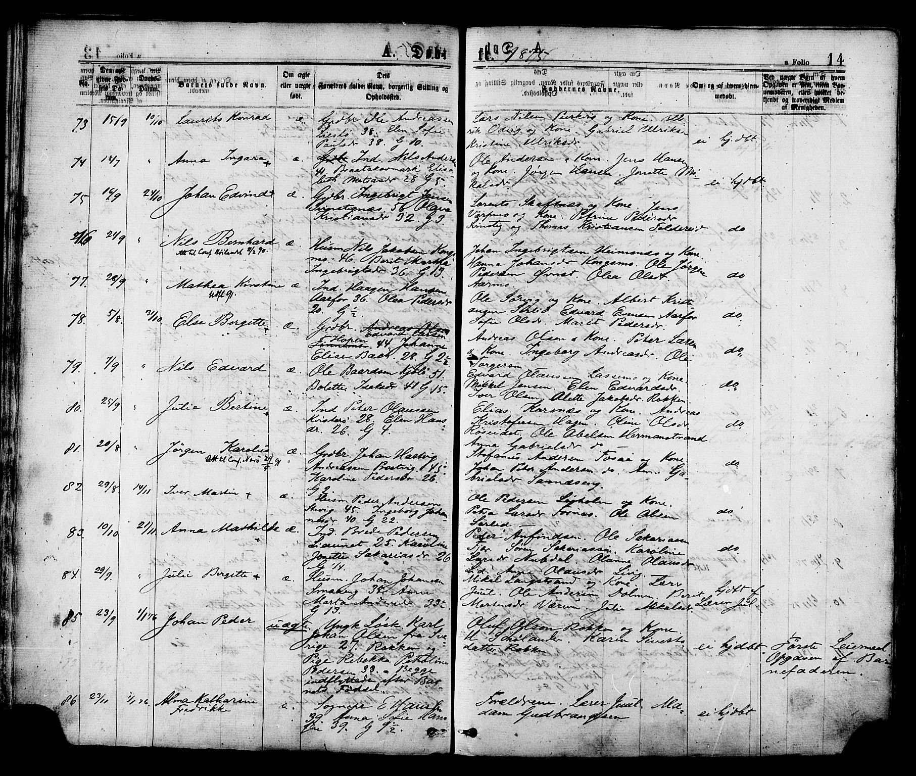 Ministerialprotokoller, klokkerbøker og fødselsregistre - Nord-Trøndelag, SAT/A-1458/780/L0642: Parish register (official) no. 780A07 /1, 1874-1885, p. 14