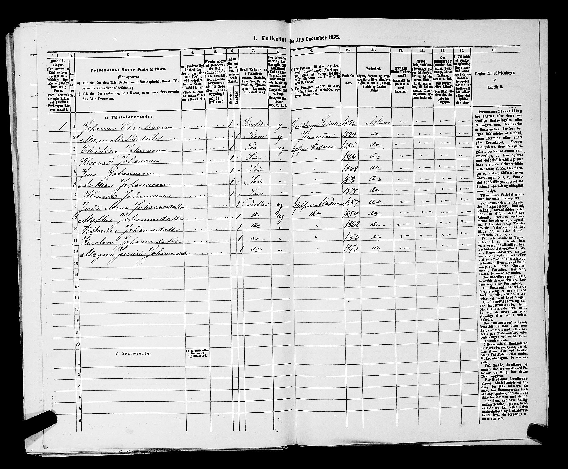 RA, 1875 census for 0124P Askim, 1875, p. 700