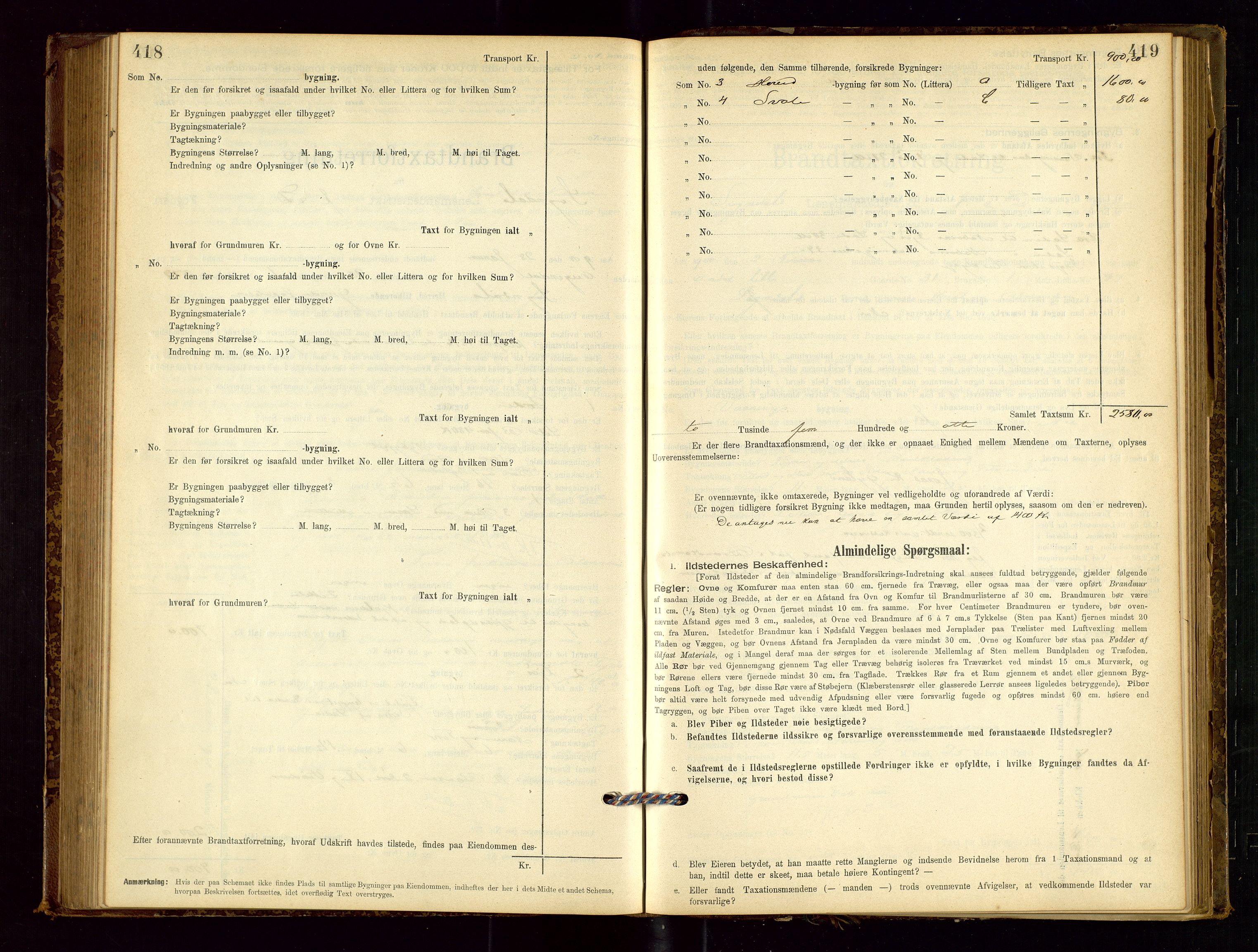 Sokndal lensmannskontor, AV/SAST-A-100417/Gob/L0001: "Brandtaxt-Protokol", 1895-1902, p. 418-419