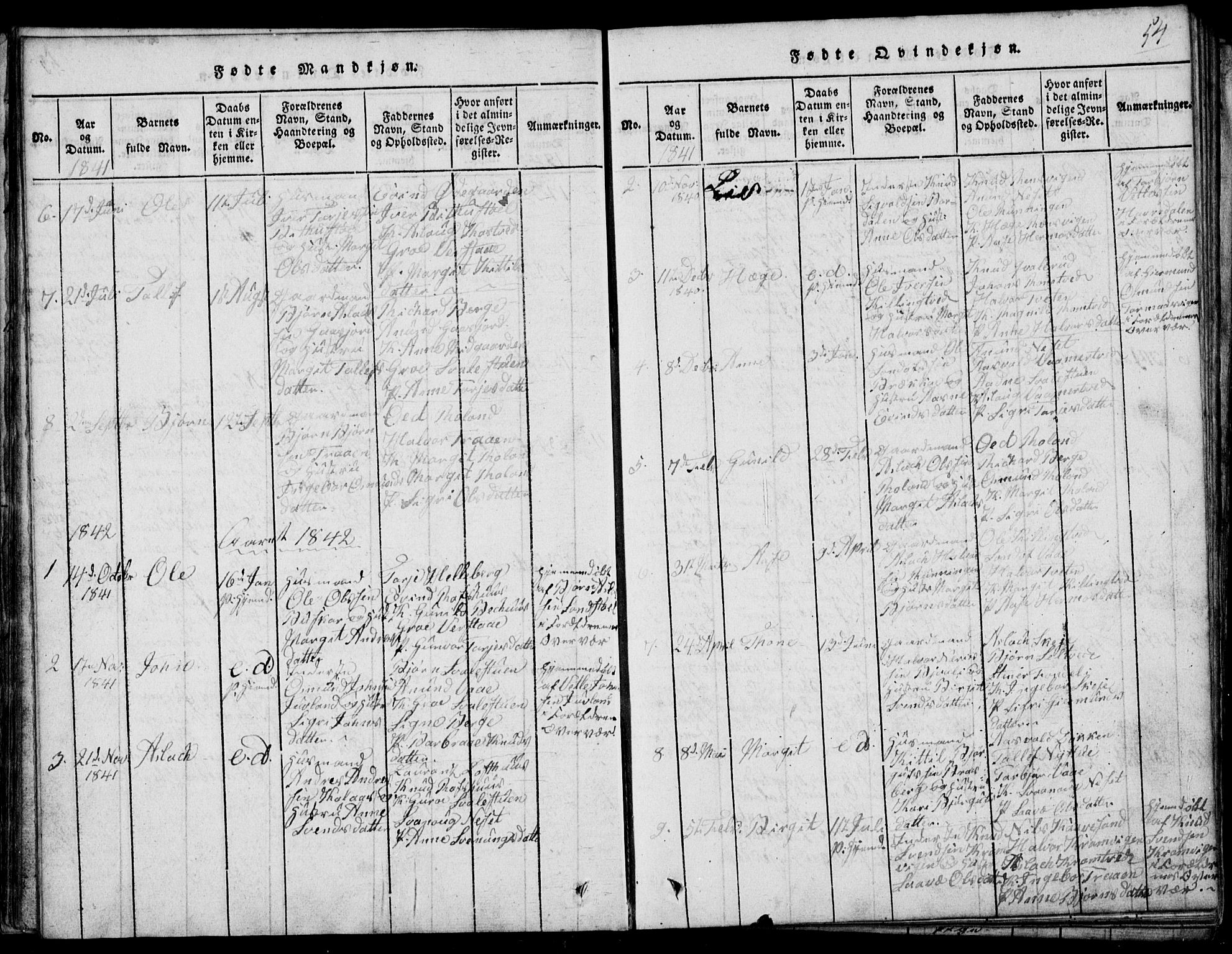 Rauland kirkebøker, AV/SAKO-A-292/G/Ga/L0001: Parish register (copy) no. I 1, 1814-1843, p. 54