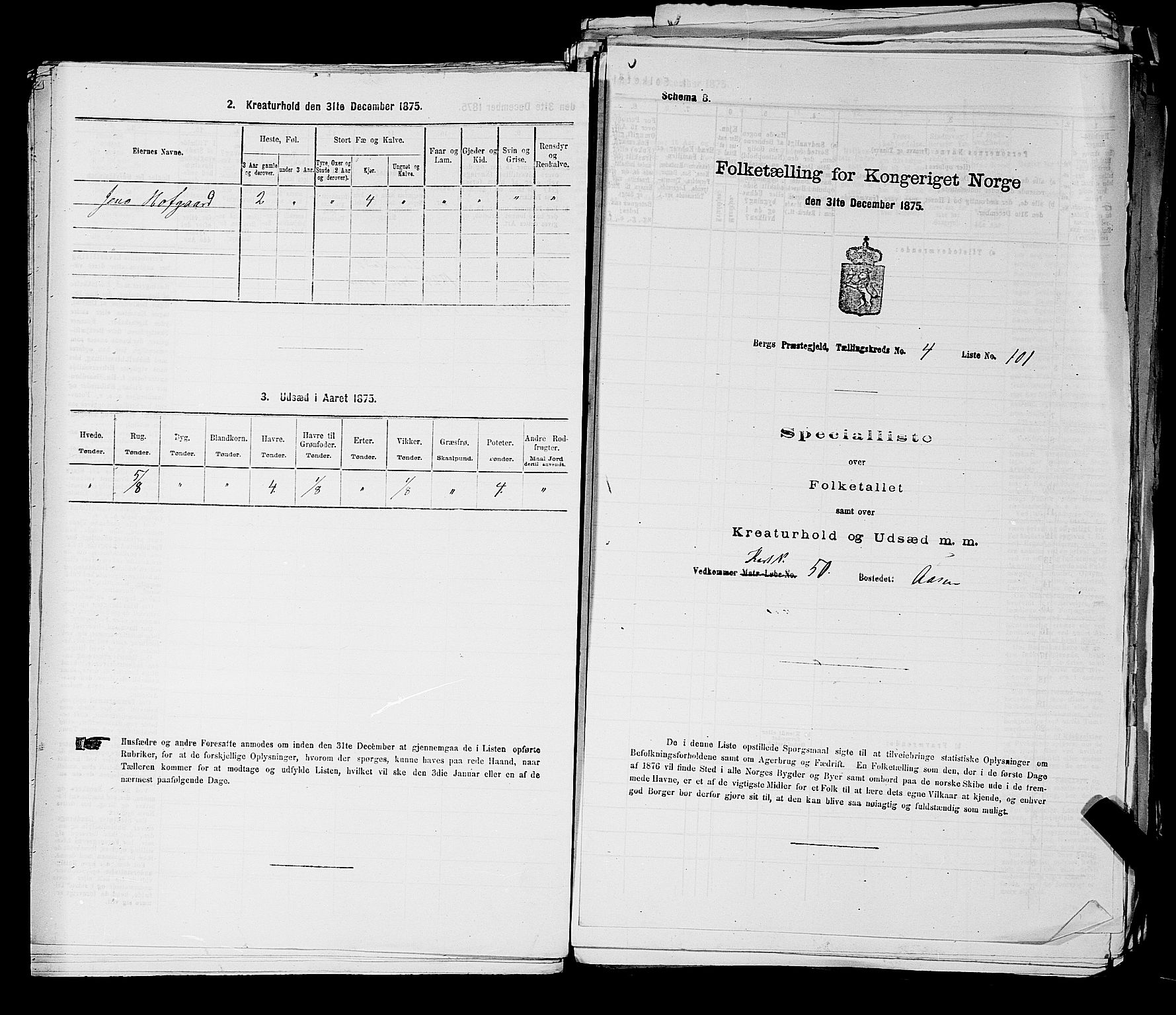 RA, 1875 census for 0116P Berg, 1875, p. 518