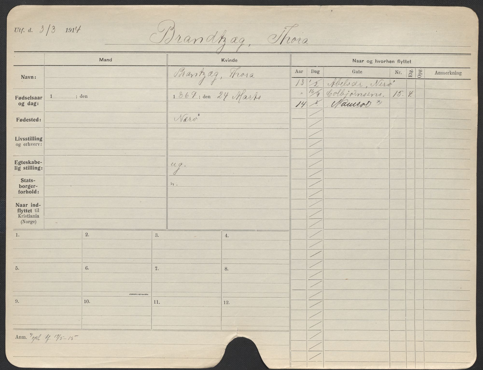 Oslo folkeregister, Registerkort, AV/SAO-A-11715/F/Fa/Fac/L0013: Kvinner, 1906-1914, p. 747a