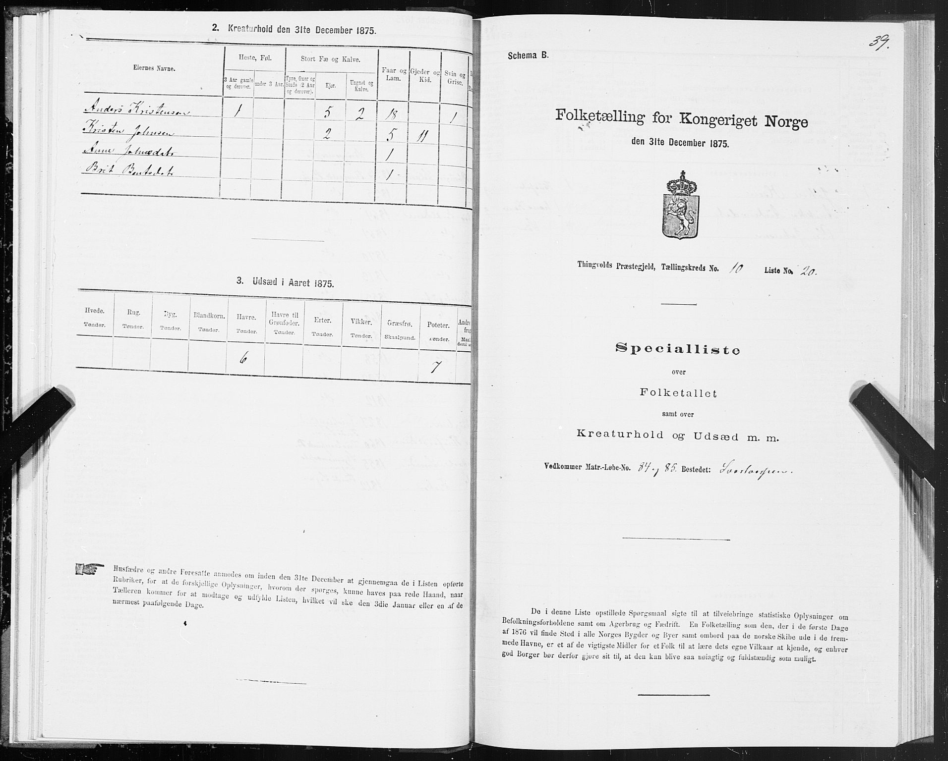 SAT, 1875 census for 1560P Tingvoll, 1875, p. 4039