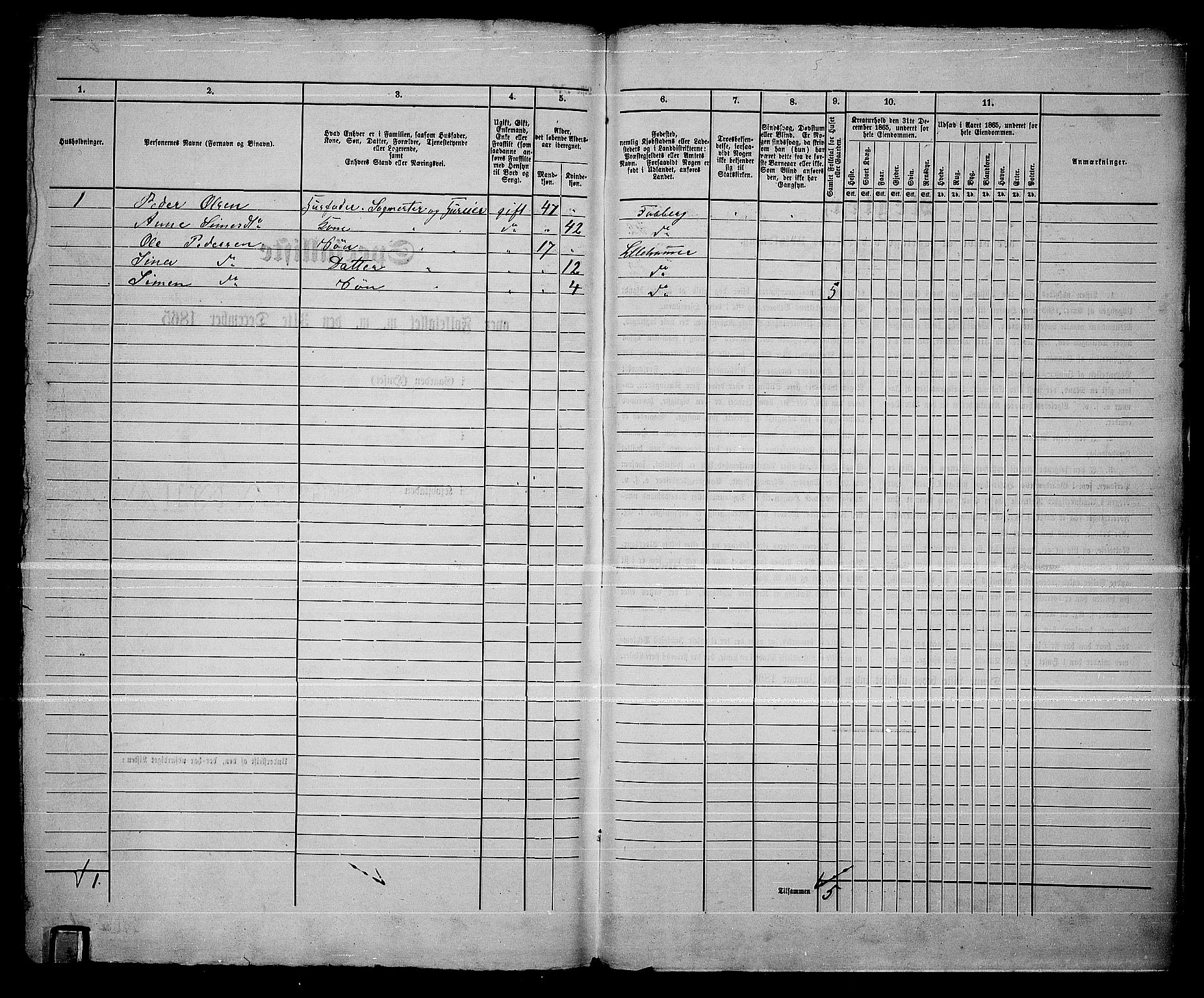 RA, 1865 census for Fåberg/Lillehammer, 1865, p. 267