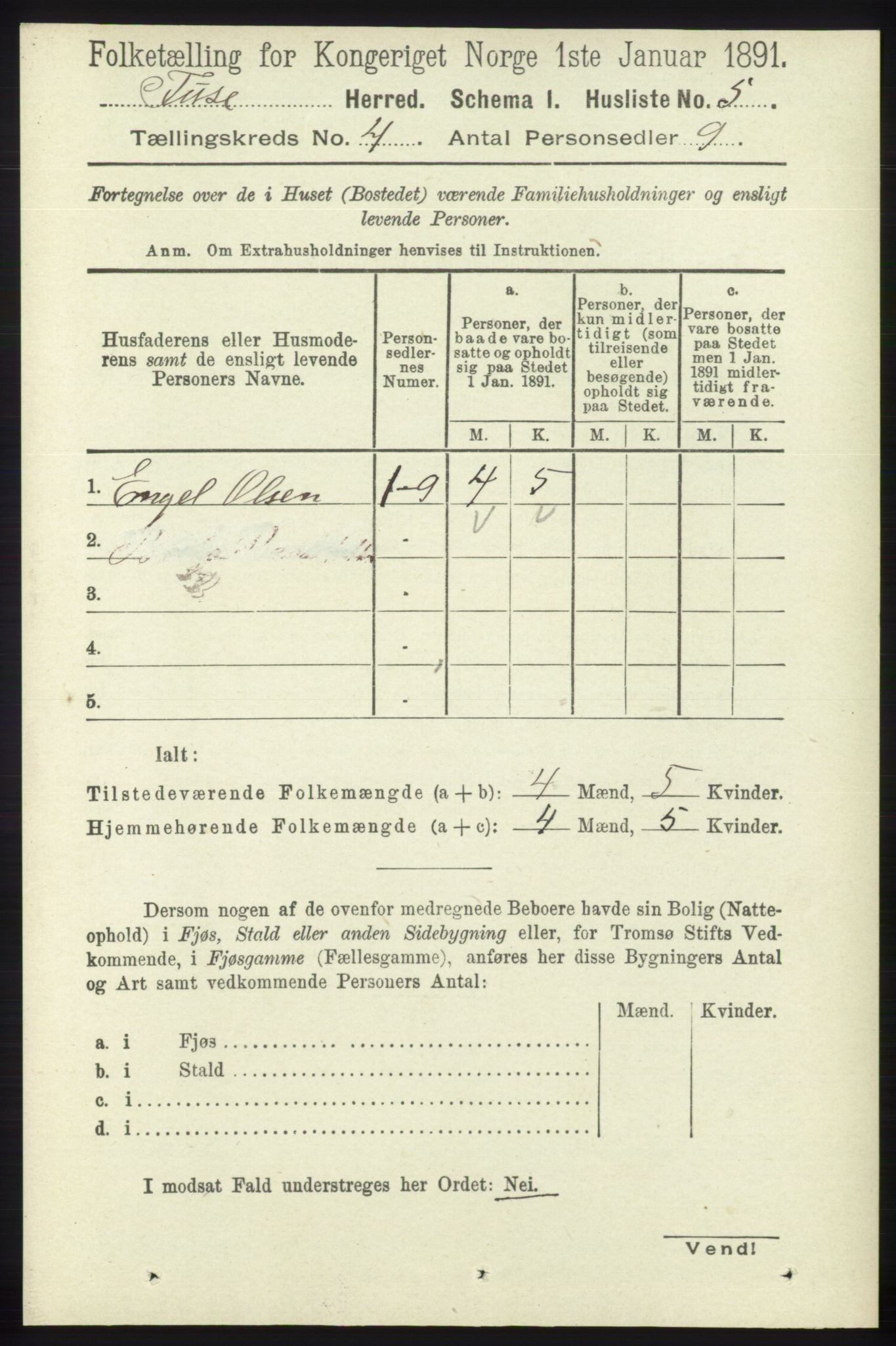 RA, 1891 census for 1241 Fusa, 1891, p. 681