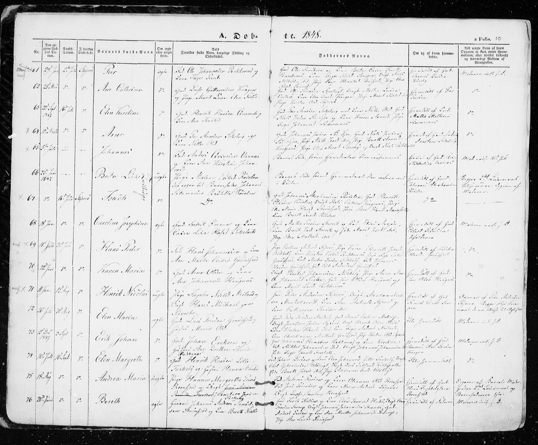 Skjervøy sokneprestkontor, SATØ/S-1300/H/Ha/Haa/L0006kirke: Parish register (official) no. 6, 1848-1859, p. 10