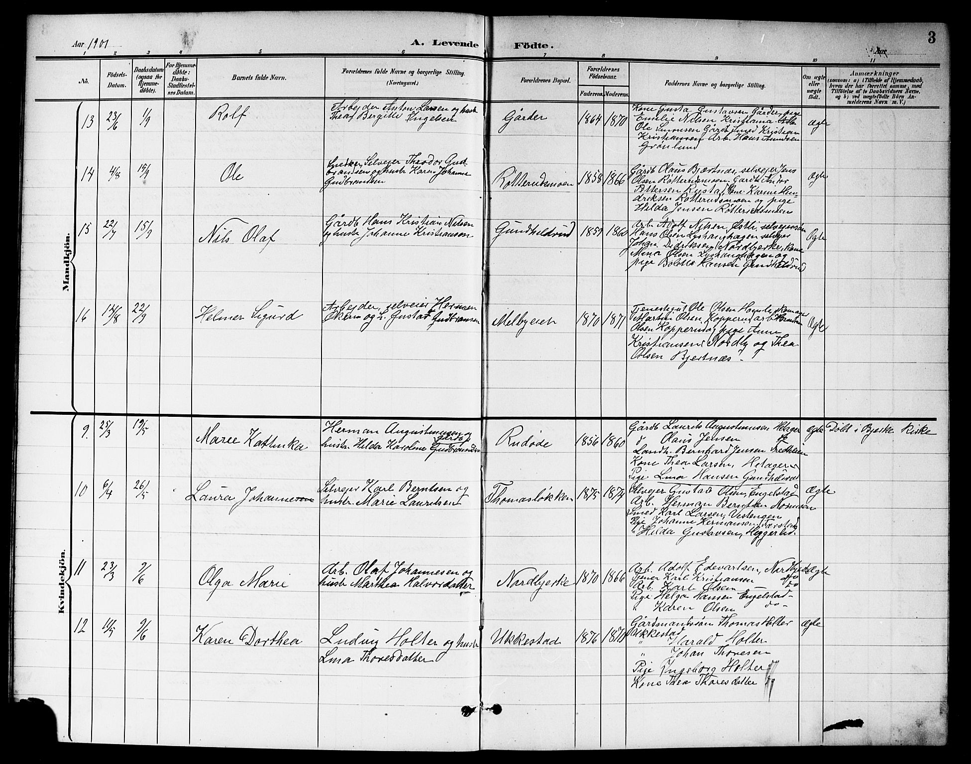 Nannestad prestekontor Kirkebøker, AV/SAO-A-10414a/G/Ga/L0002: Parish register (copy) no. I 2, 1901-1913, p. 3