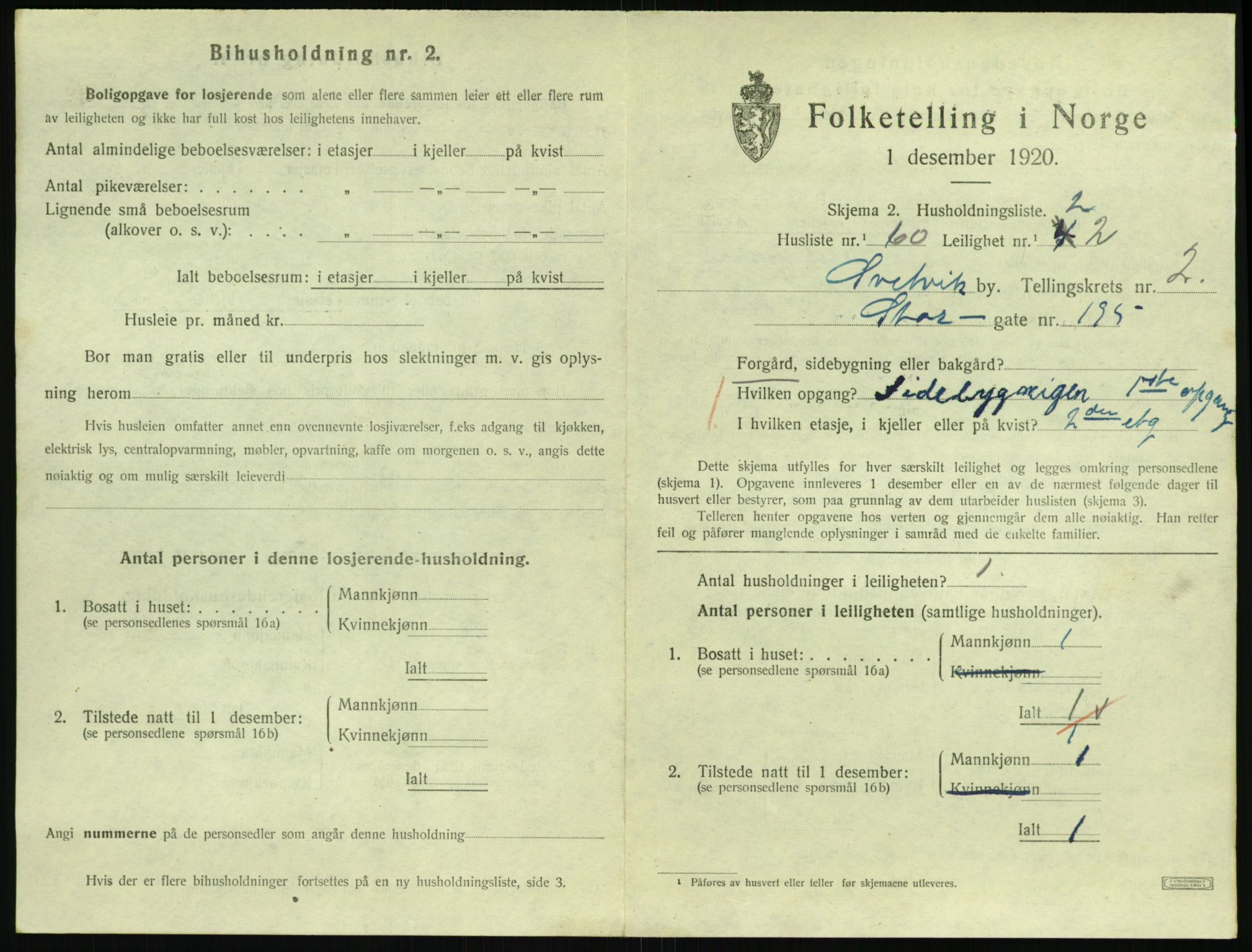 SAKO, 1920 census for Svelvik, 1920, p. 1019