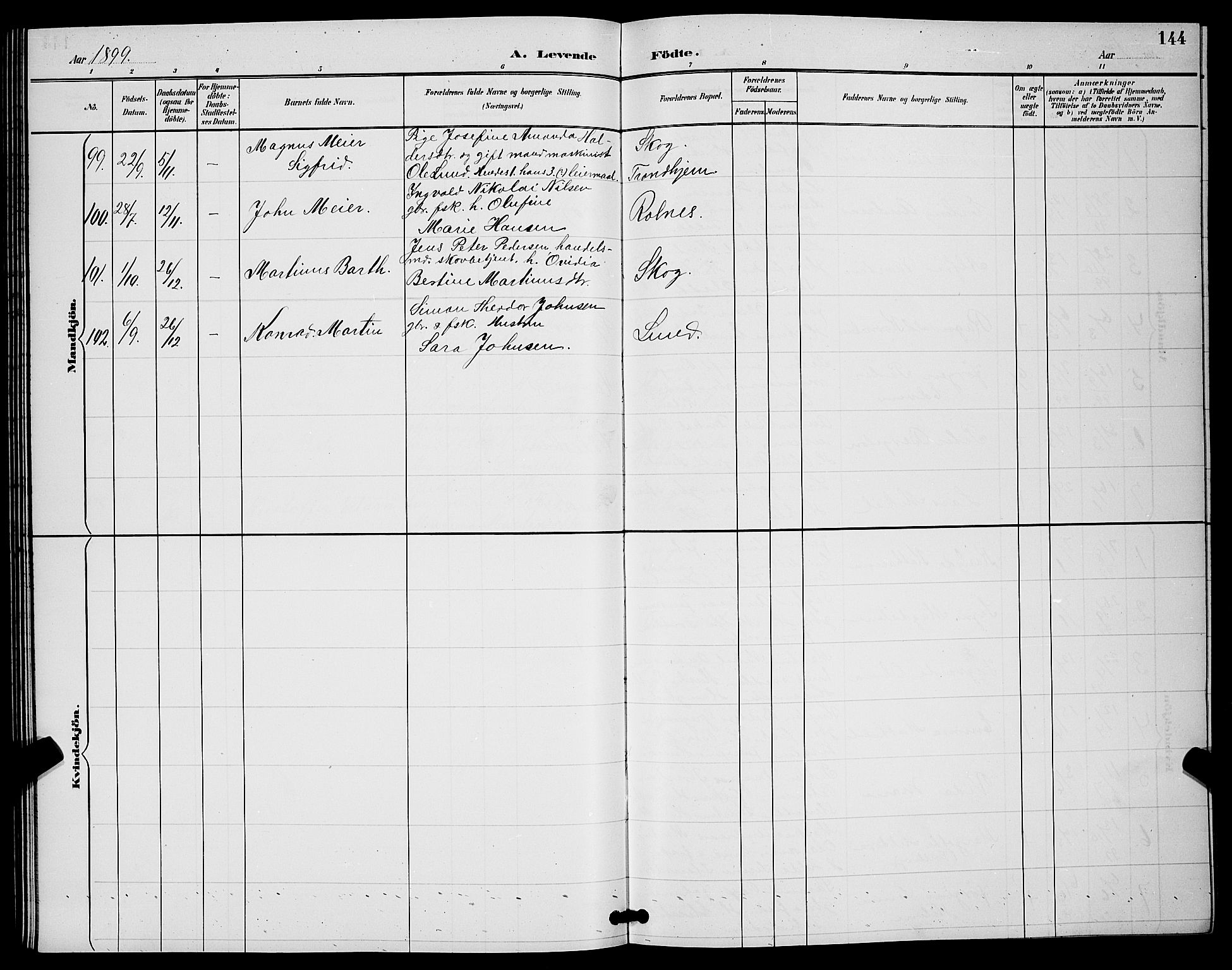 Ibestad sokneprestembete, AV/SATØ-S-0077/H/Ha/Hab/L0008klokker: Parish register (copy) no. 8, 1890-1903, p. 144