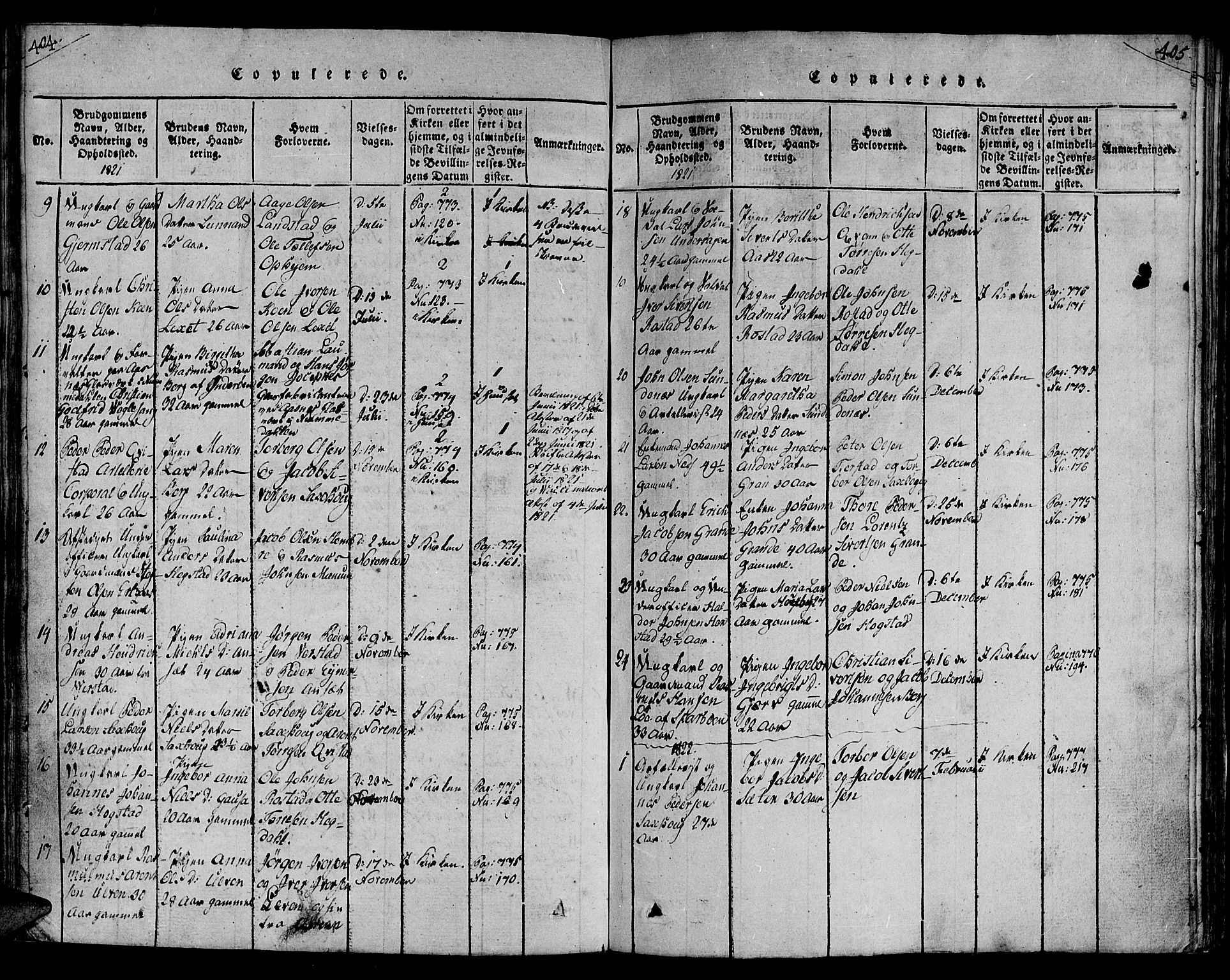Ministerialprotokoller, klokkerbøker og fødselsregistre - Nord-Trøndelag, SAT/A-1458/730/L0275: Parish register (official) no. 730A04, 1816-1822, p. 404-405