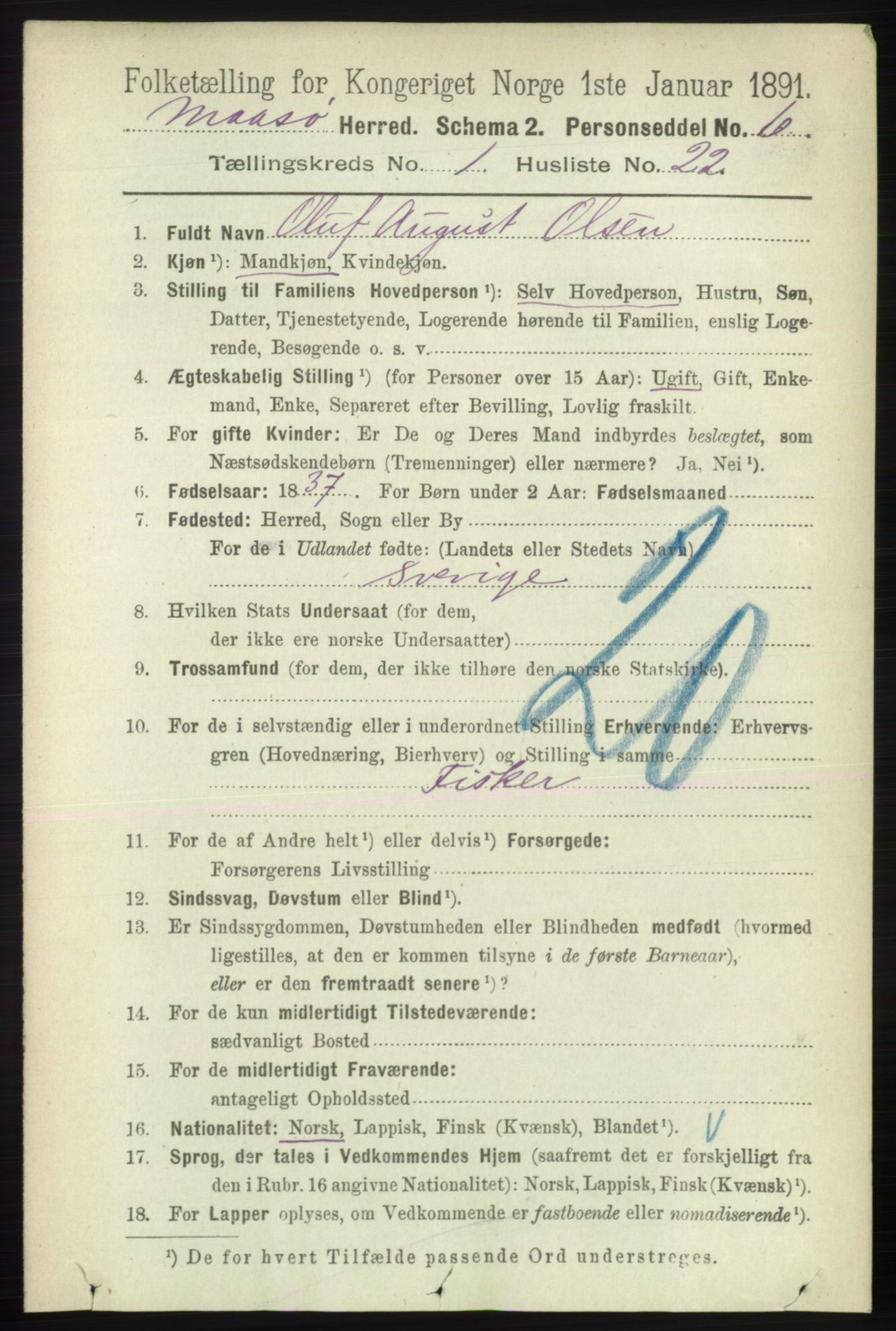 RA, 1891 census for 2018 Måsøy, 1891, p. 178