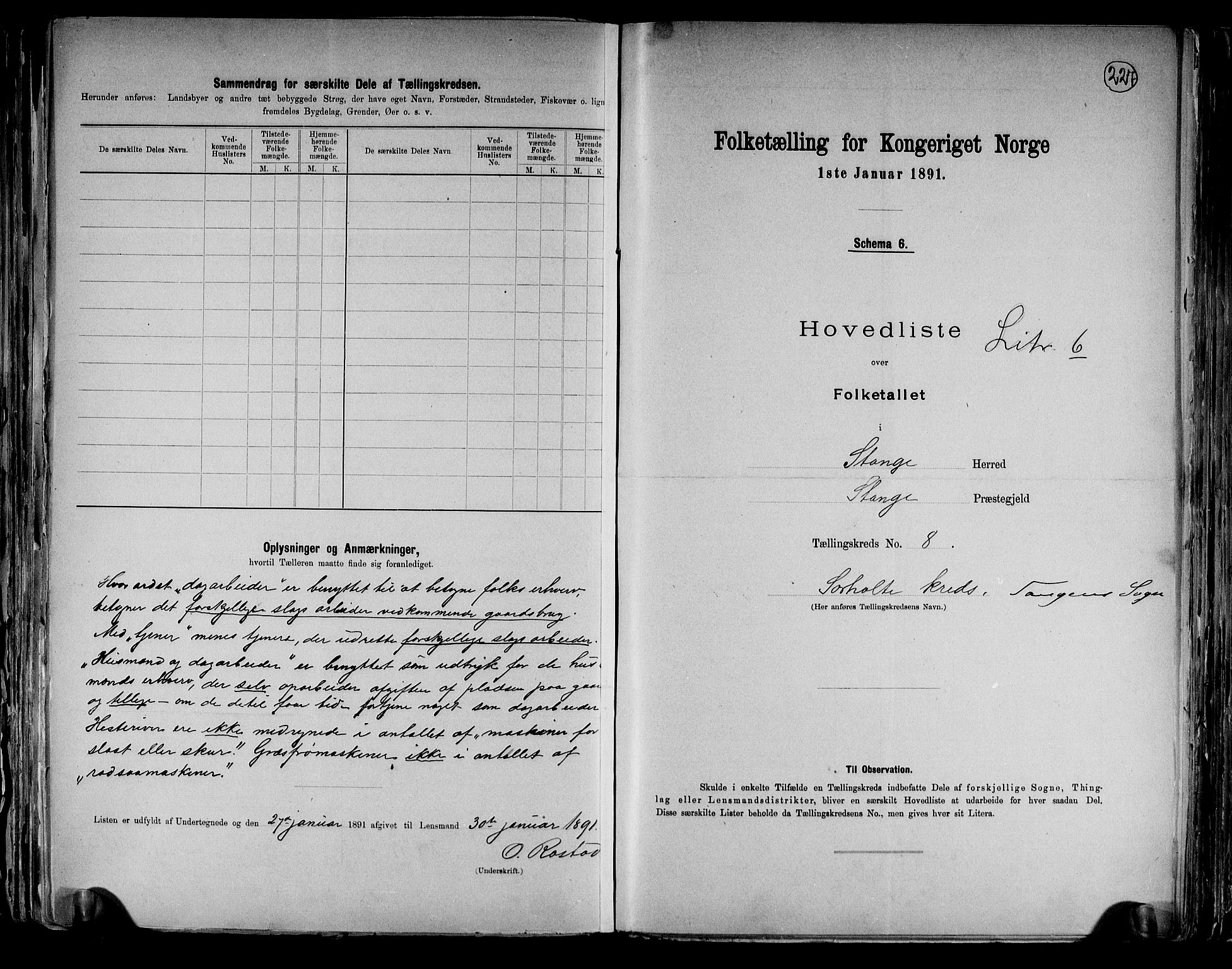 RA, 1891 census for 0417 Stange, 1891, p. 28