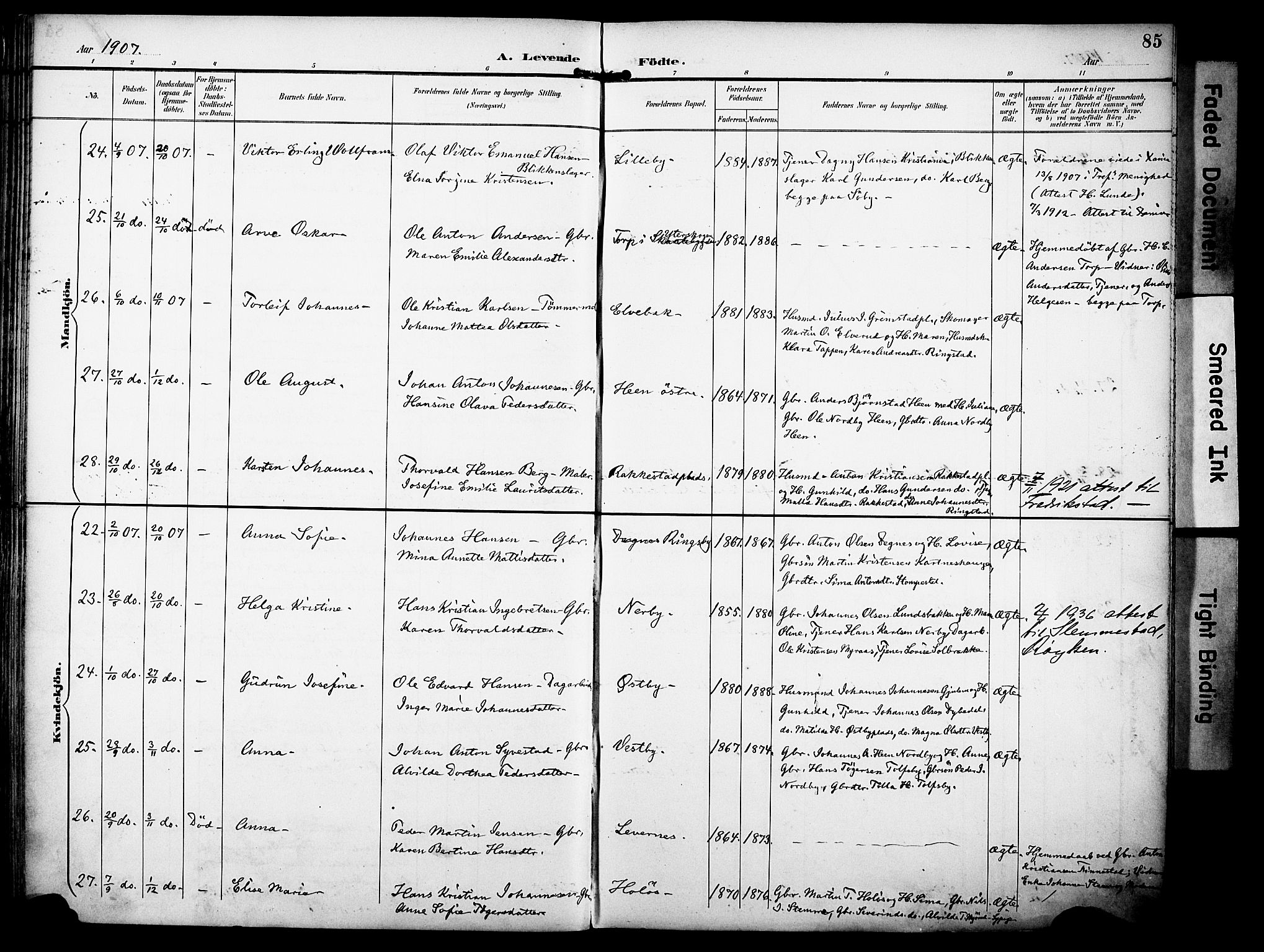 Rakkestad prestekontor Kirkebøker, AV/SAO-A-2008/F/Fa/L0013: Parish register (official) no. I 13, 1894-1908, p. 85