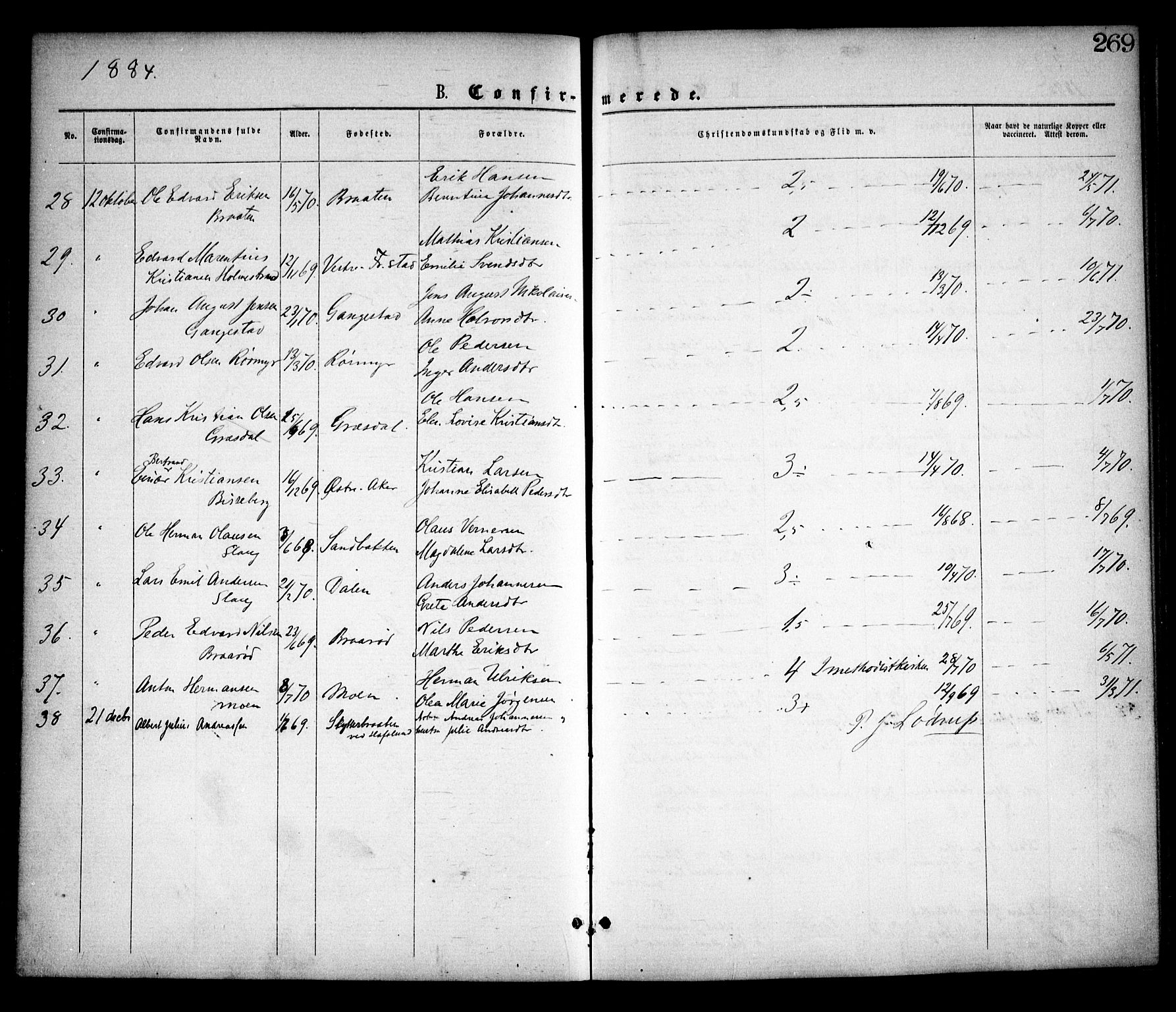 Skjeberg prestekontor Kirkebøker, SAO/A-10923/F/Fa/L0008: Parish register (official) no. I 8, 1869-1885, p. 269