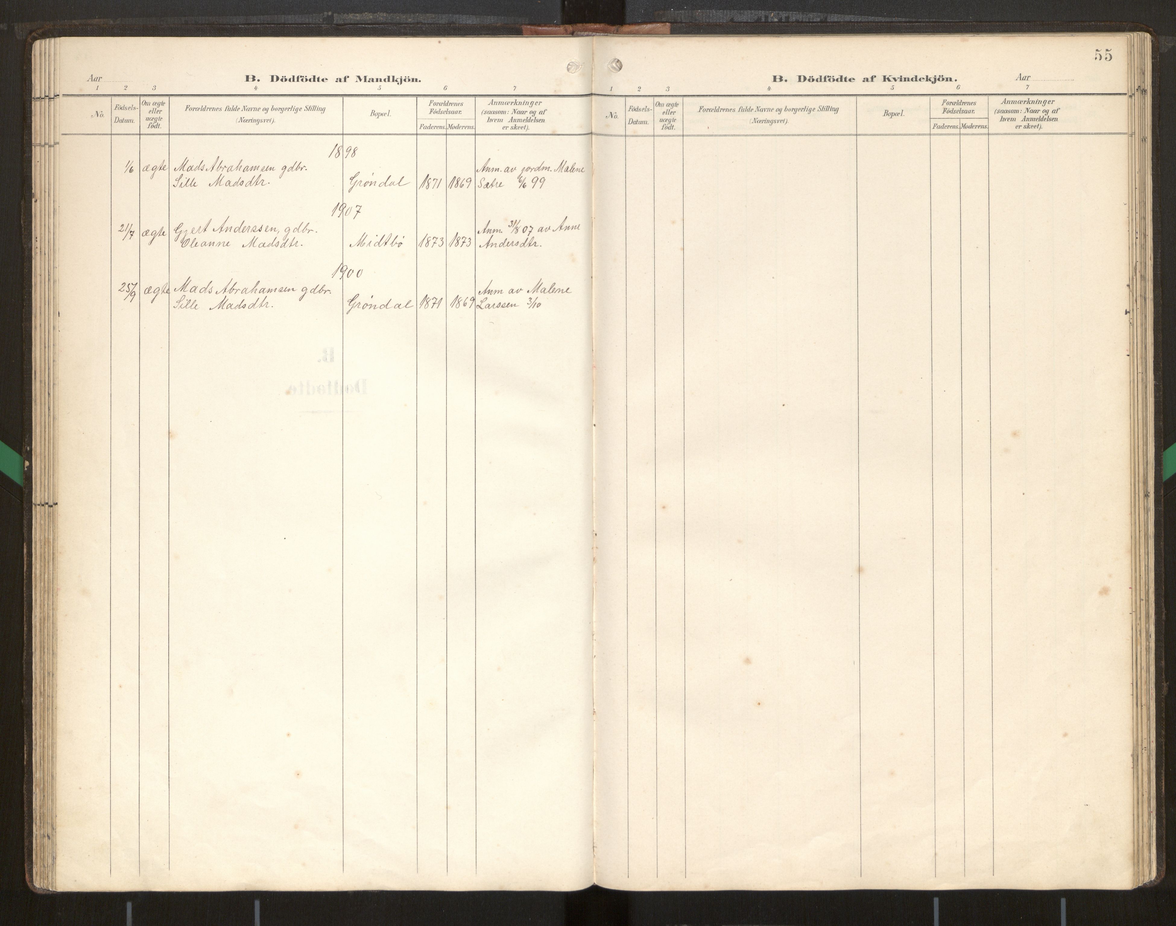 Kinn sokneprestembete, SAB/A-80801/H/Hab/Habd/L0001: Parish register (copy) no. D 1, 1898-1946, p. 55