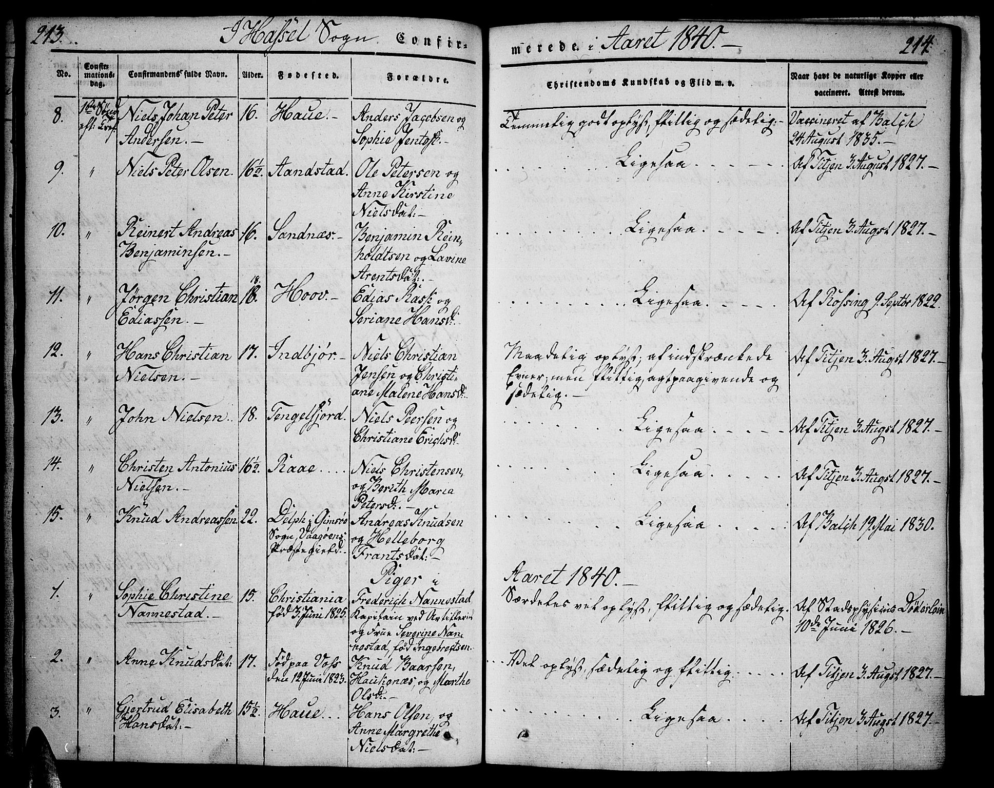 Ministerialprotokoller, klokkerbøker og fødselsregistre - Nordland, AV/SAT-A-1459/888/L1239: Parish register (official) no. 888A06 /1, 1837-1849, p. 213-214