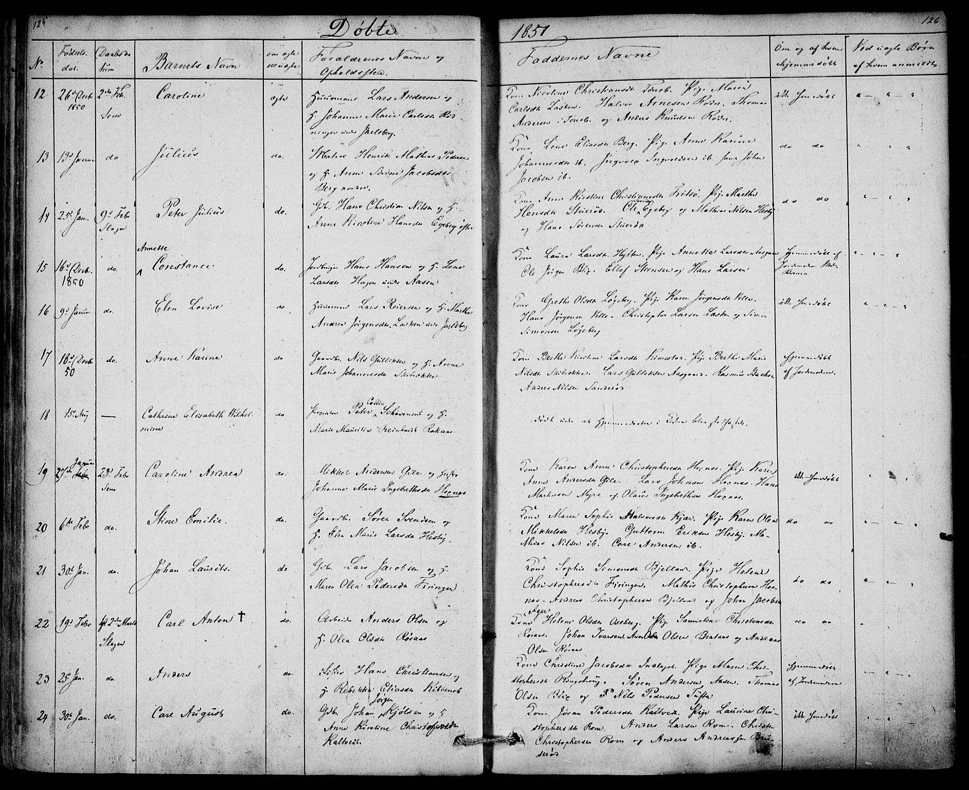 Sem kirkebøker, AV/SAKO-A-5/F/Fa/L0006: Parish register (official) no. I 6, 1843-1855, p. 125-126