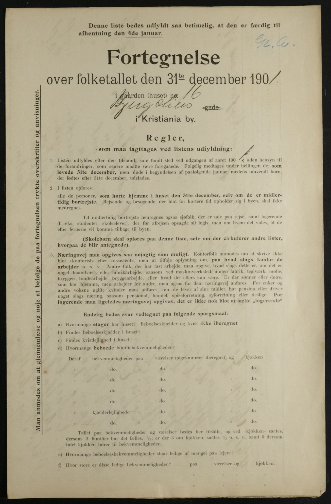 OBA, Municipal Census 1901 for Kristiania, 1901, p. 784