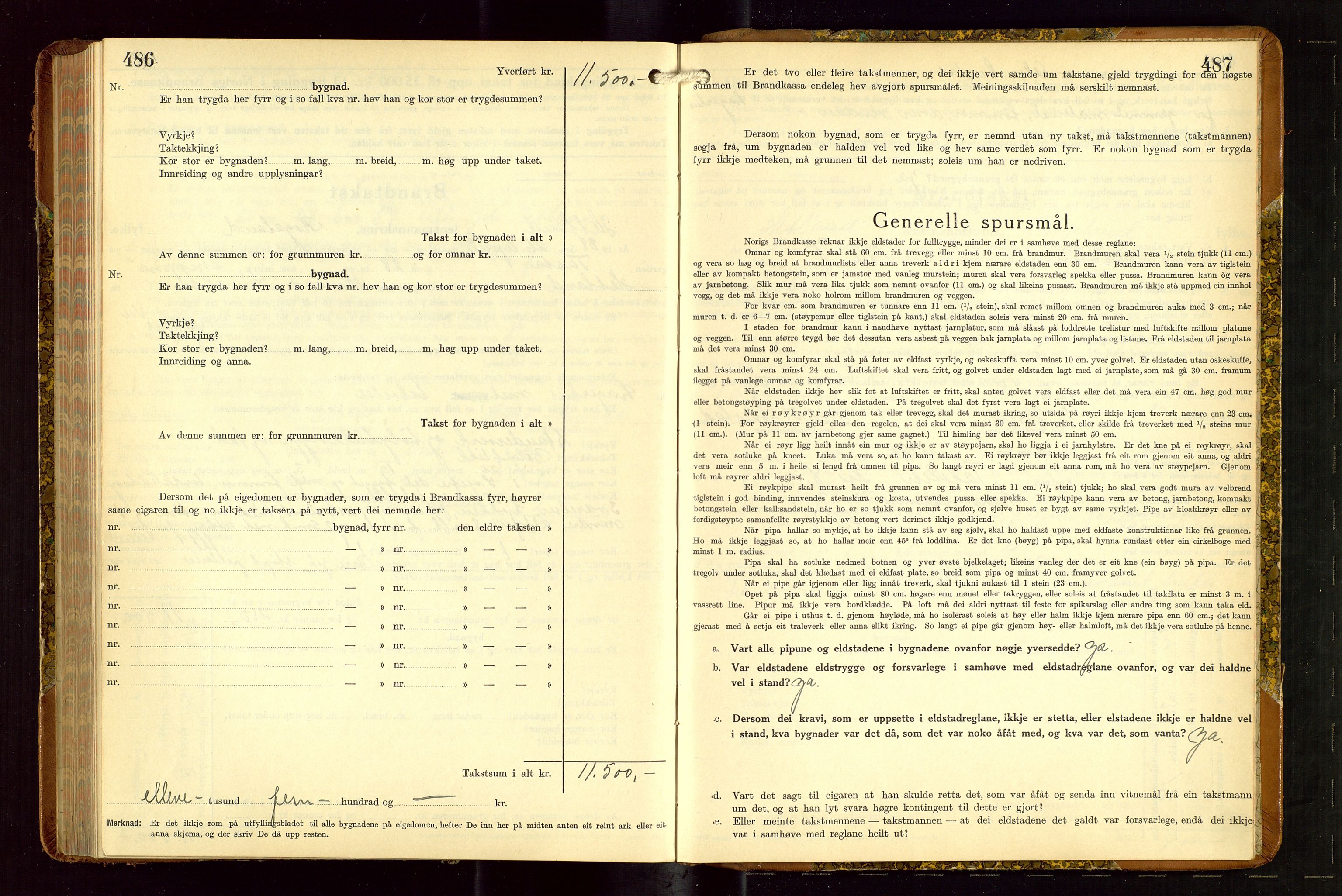 Hetland lensmannskontor, AV/SAST-A-100101/Gob/L0005: "Brandtakstprotokoll", 1936-1938, p. 486-487