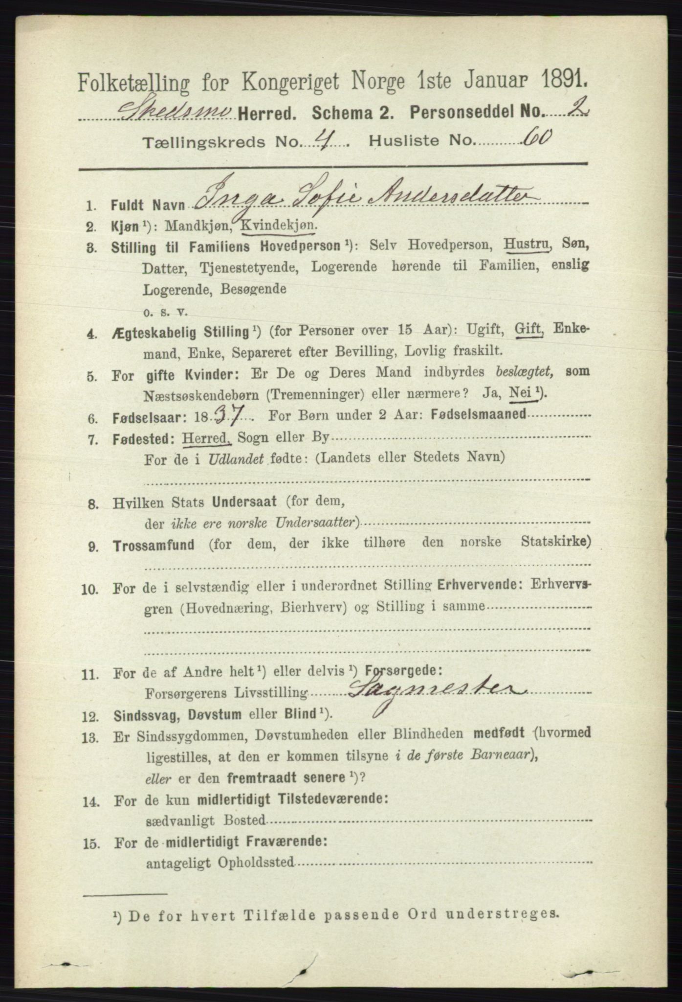 RA, 1891 census for 0231 Skedsmo, 1891, p. 2221