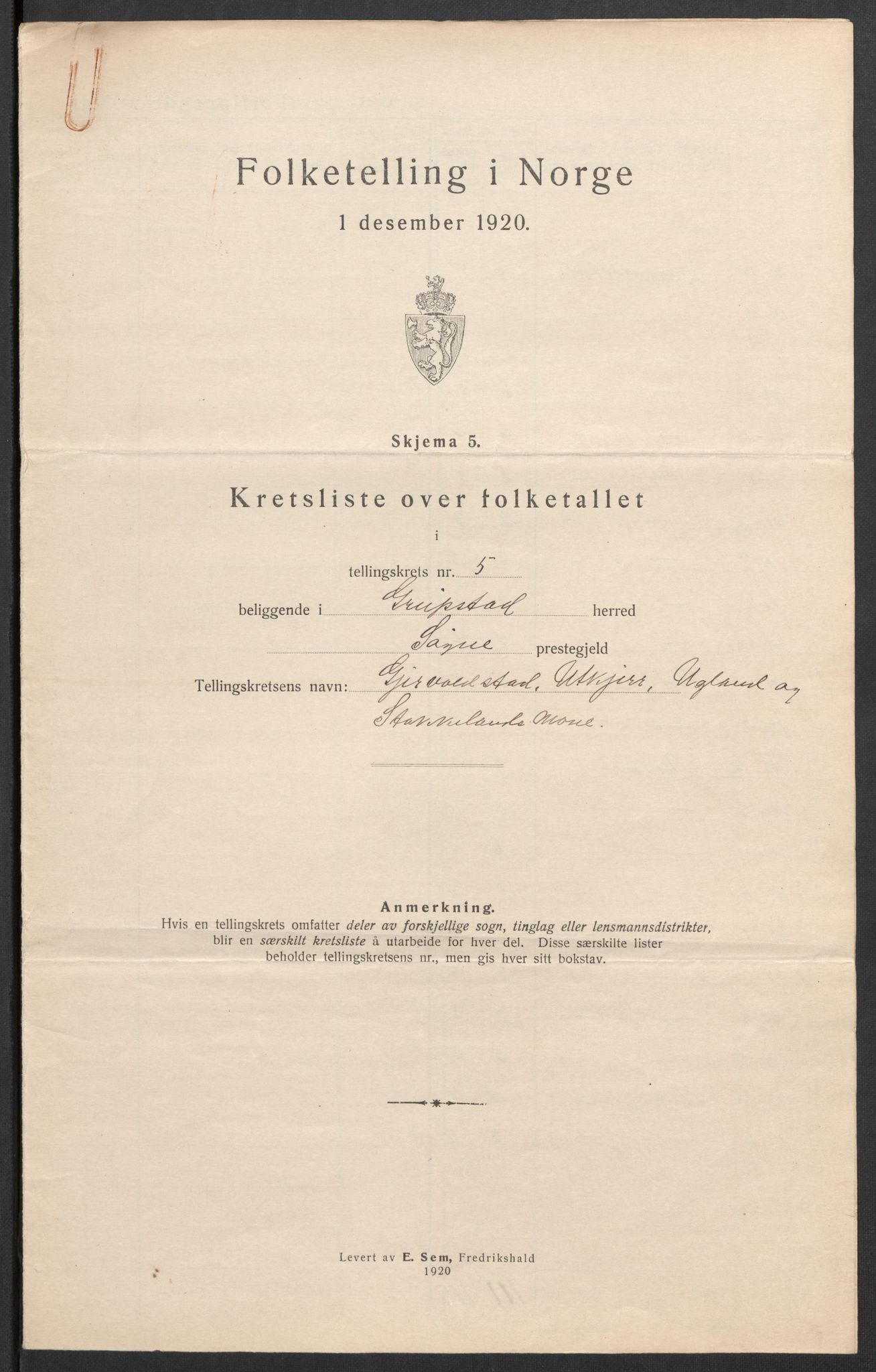 SAK, 1920 census for Greipstad, 1920, p. 24