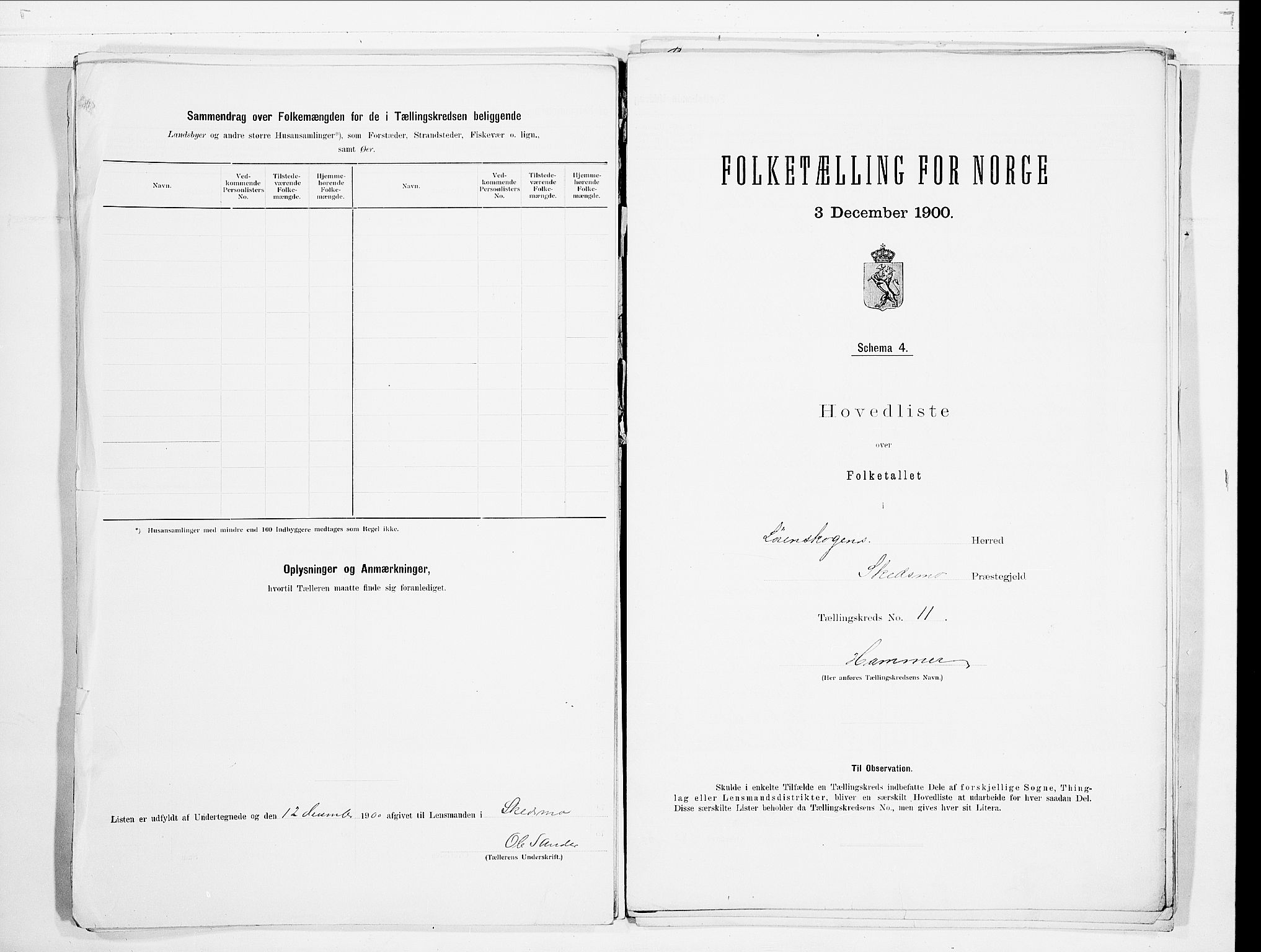 SAO, 1900 census for Skedsmo, 1900, p. 20