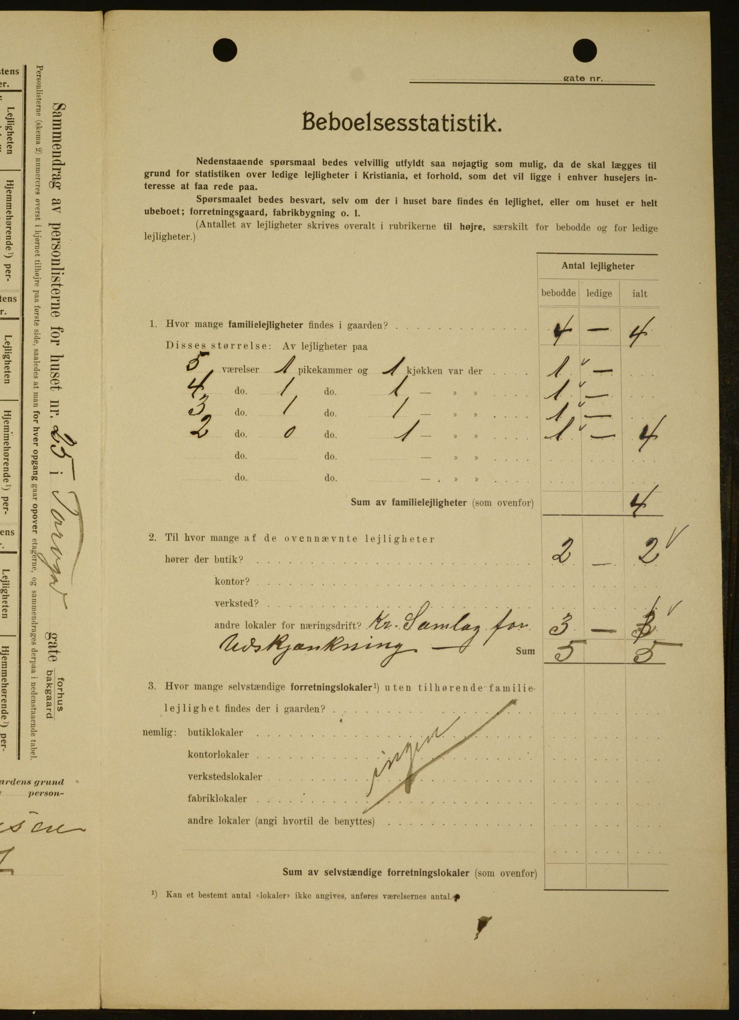 OBA, Municipal Census 1909 for Kristiania, 1909, p. 103519