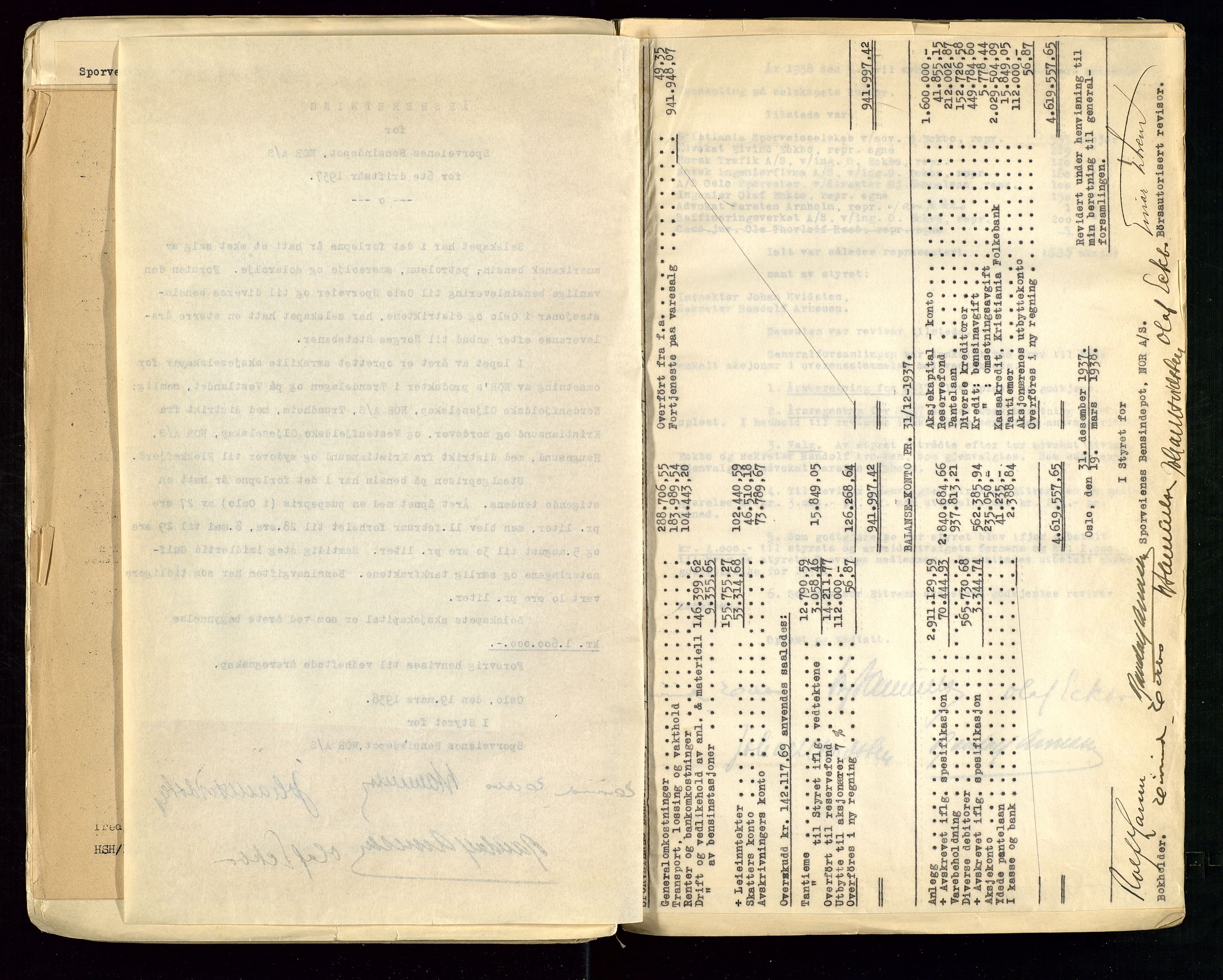 Pa 1514 - Sporveienes Bensindepot, Norsk Oljeraffineri A/S, AV/SAST-A-101919/A/L0001/0001: Styreprotokoll. Forhandlingsprotokoll Arbeidsutvaget / Styreprotokoll, 1932-1949, p. 41