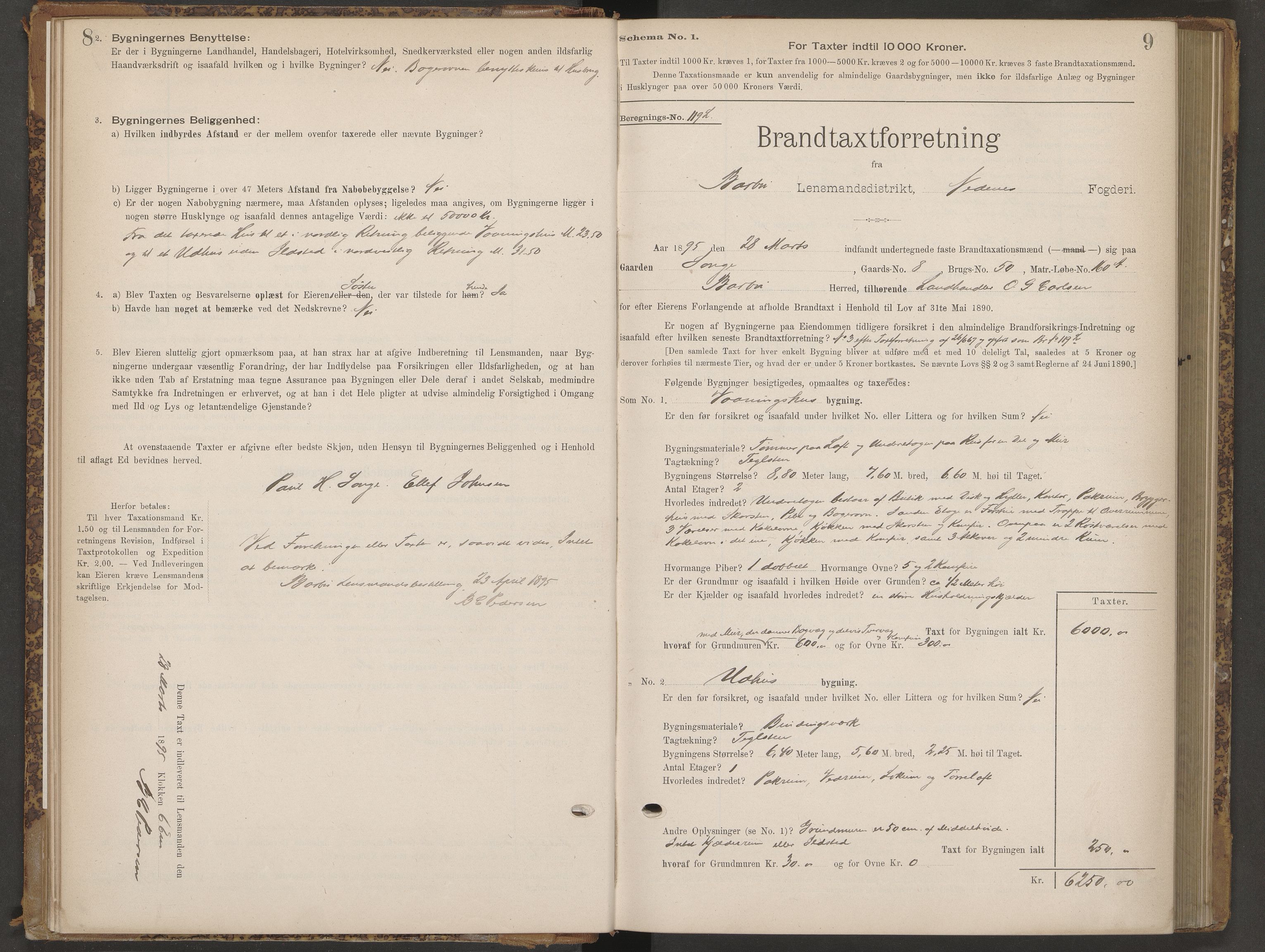 Norges Brannkasse Arendal, AV/SAK-2241-0002/F/Fa/L0024: Branntakstprotokoll nr. 22 for Barbu med gnr./bnr.register, 1895-1901