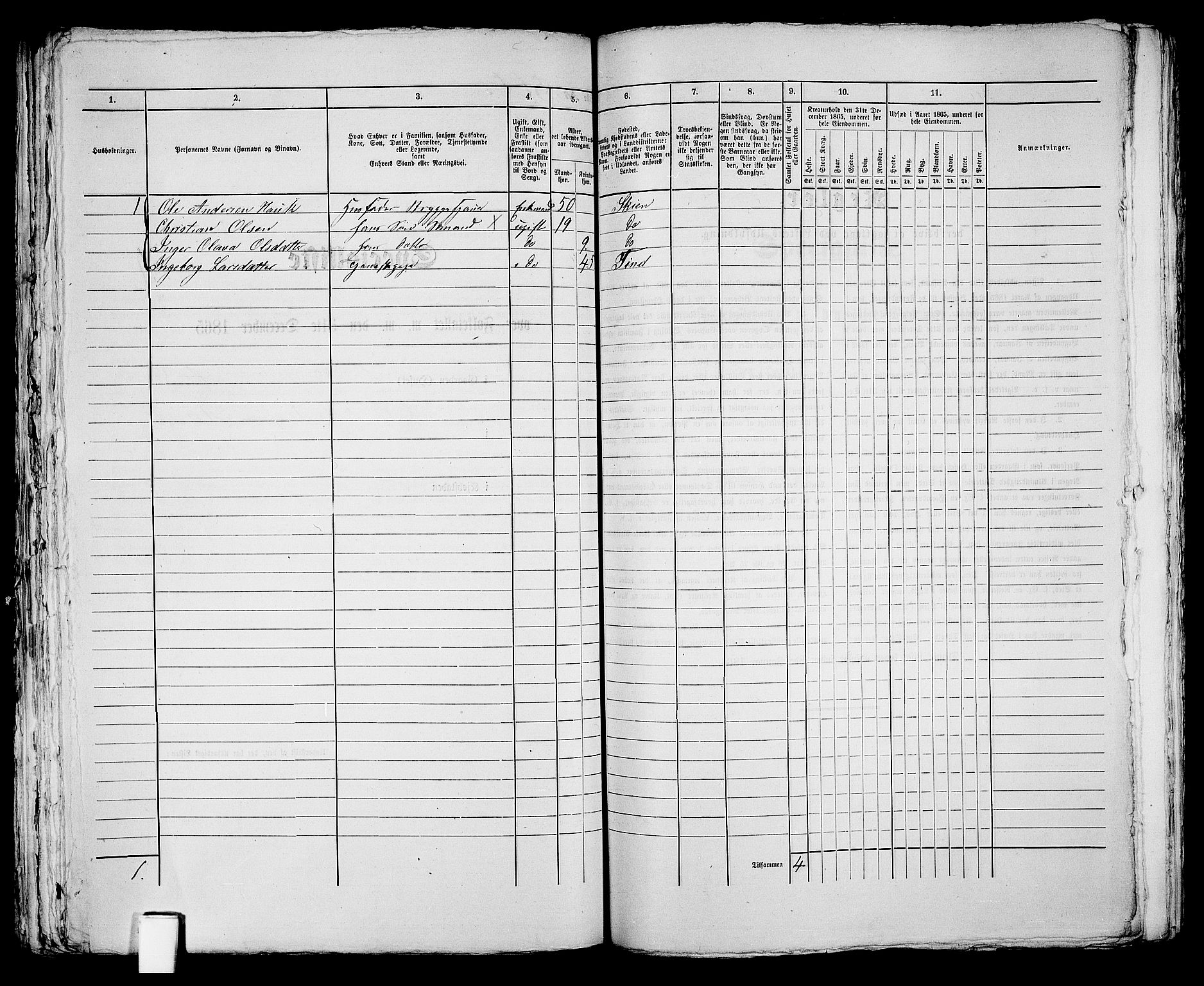 RA, 1865 census for Skien, 1865, p. 1026