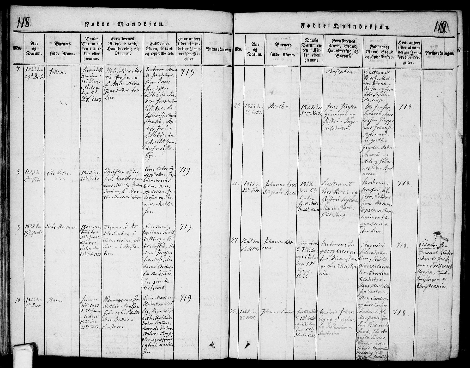 Glemmen prestekontor Kirkebøker, AV/SAO-A-10908/F/Fa/L0004: Parish register (official) no. 4, 1816-1838, p. 118-119
