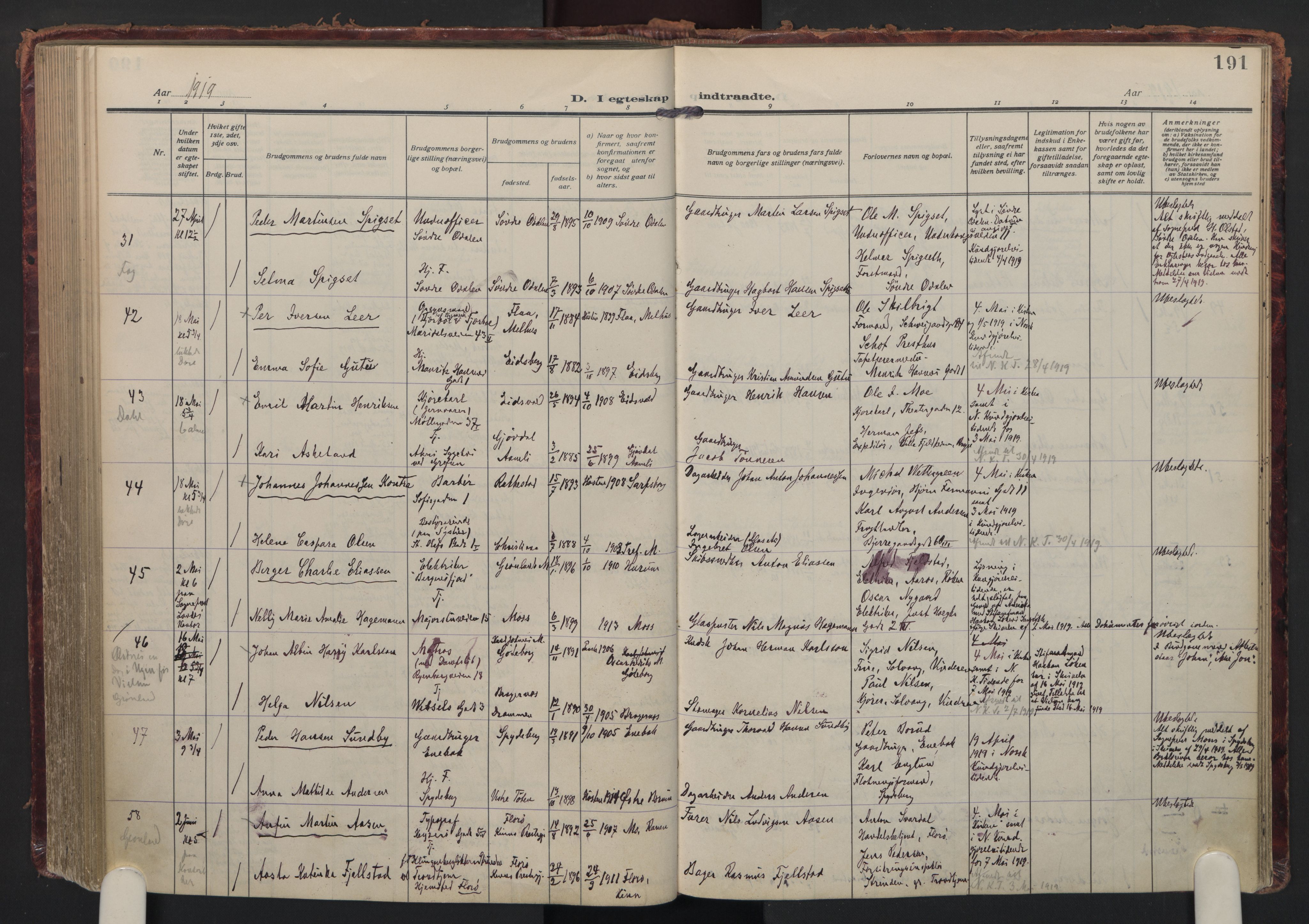 Trefoldighet prestekontor Kirkebøker, AV/SAO-A-10882/F/Fc/L0007: Parish register (official) no. III 7, 1914-1920, p. 191