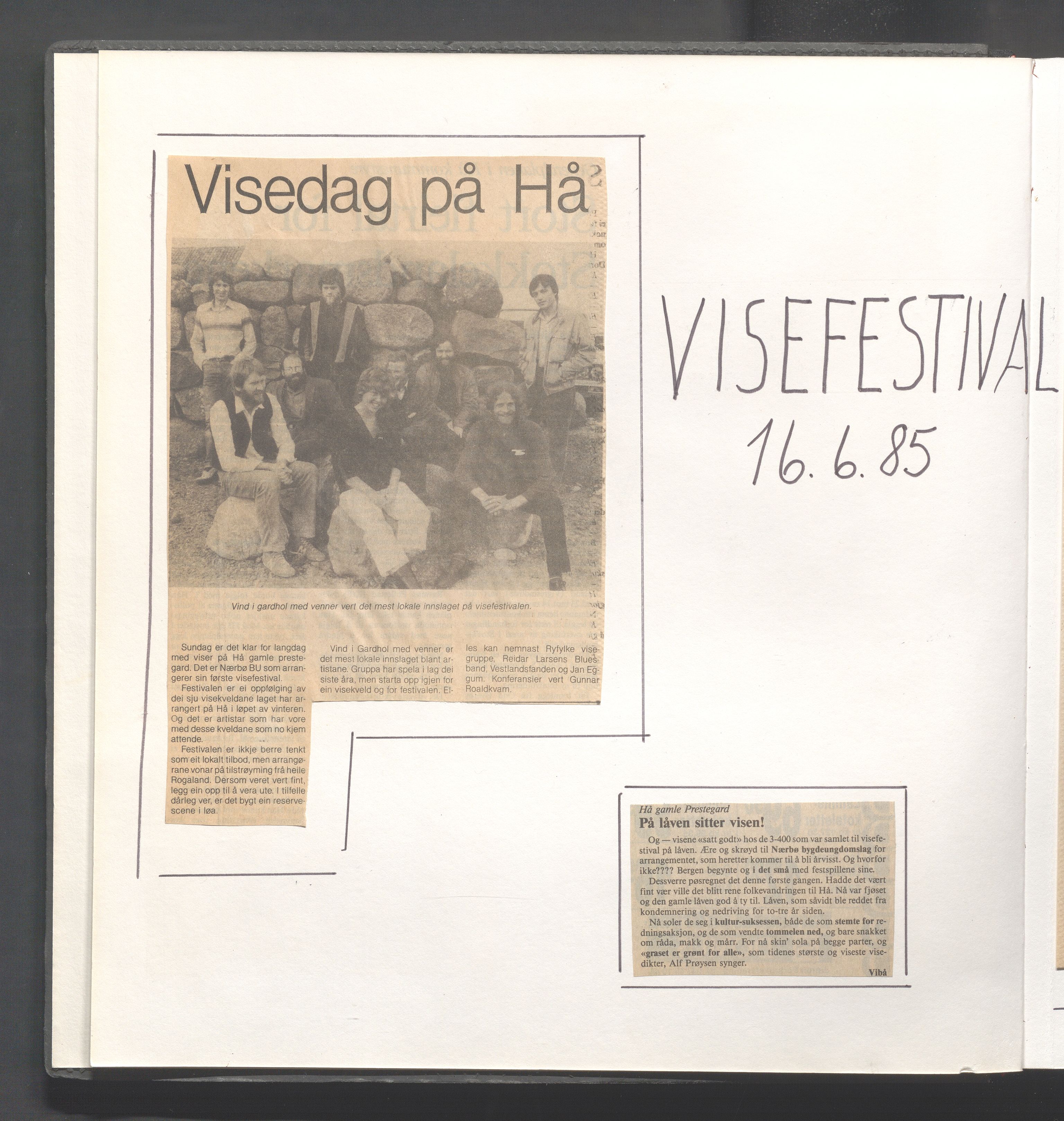 Hå kommune - Kulturetaten, IKAR/A-304/Ub/Ubb/L0001: Avisutklipp - Hå gamle prestegård, 1985-1987