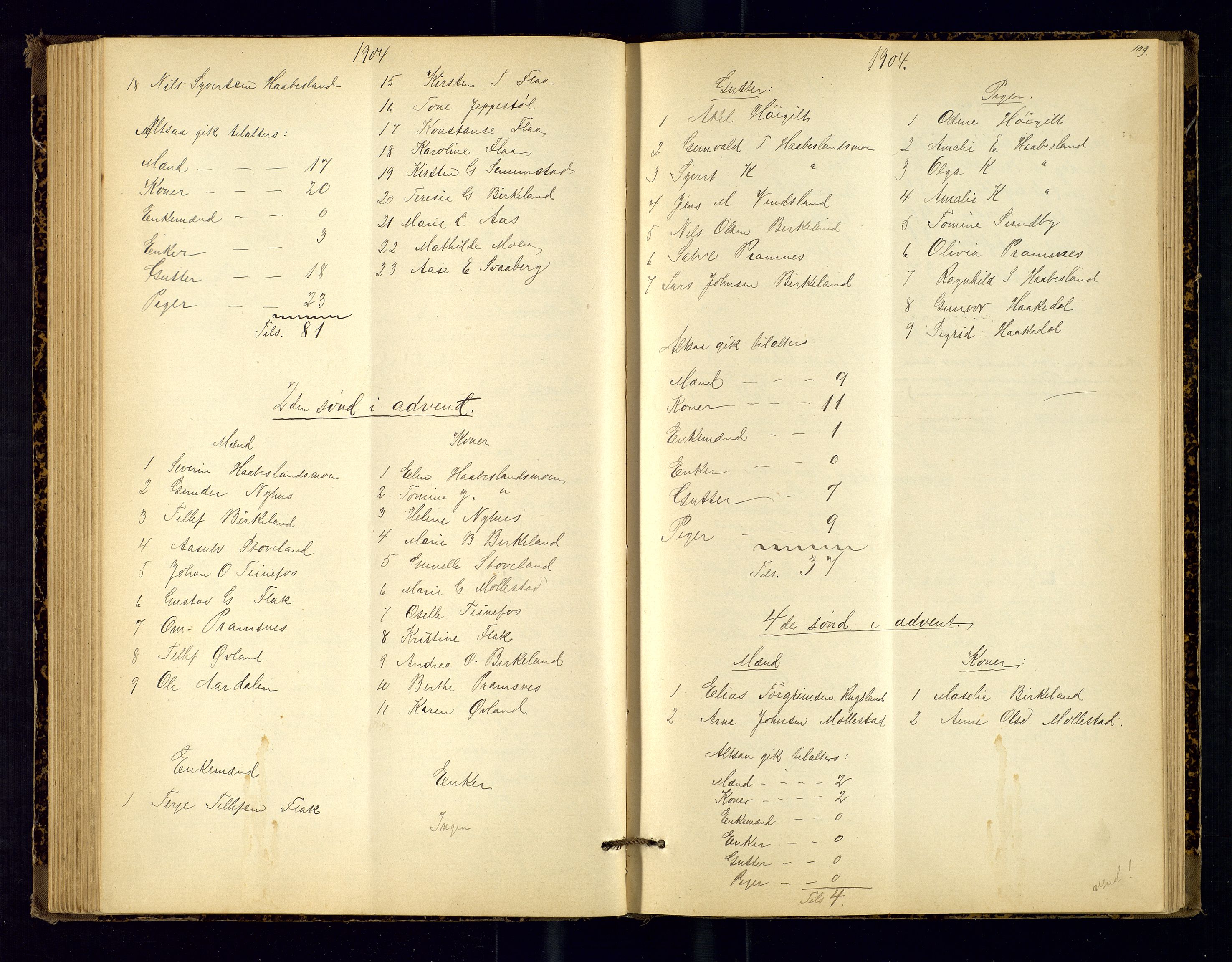 Birkenes sokneprestkontor, SAK/1111-0004/F/Fc/L0008: Communicants register no. C-8, 1891-1915, p. 109