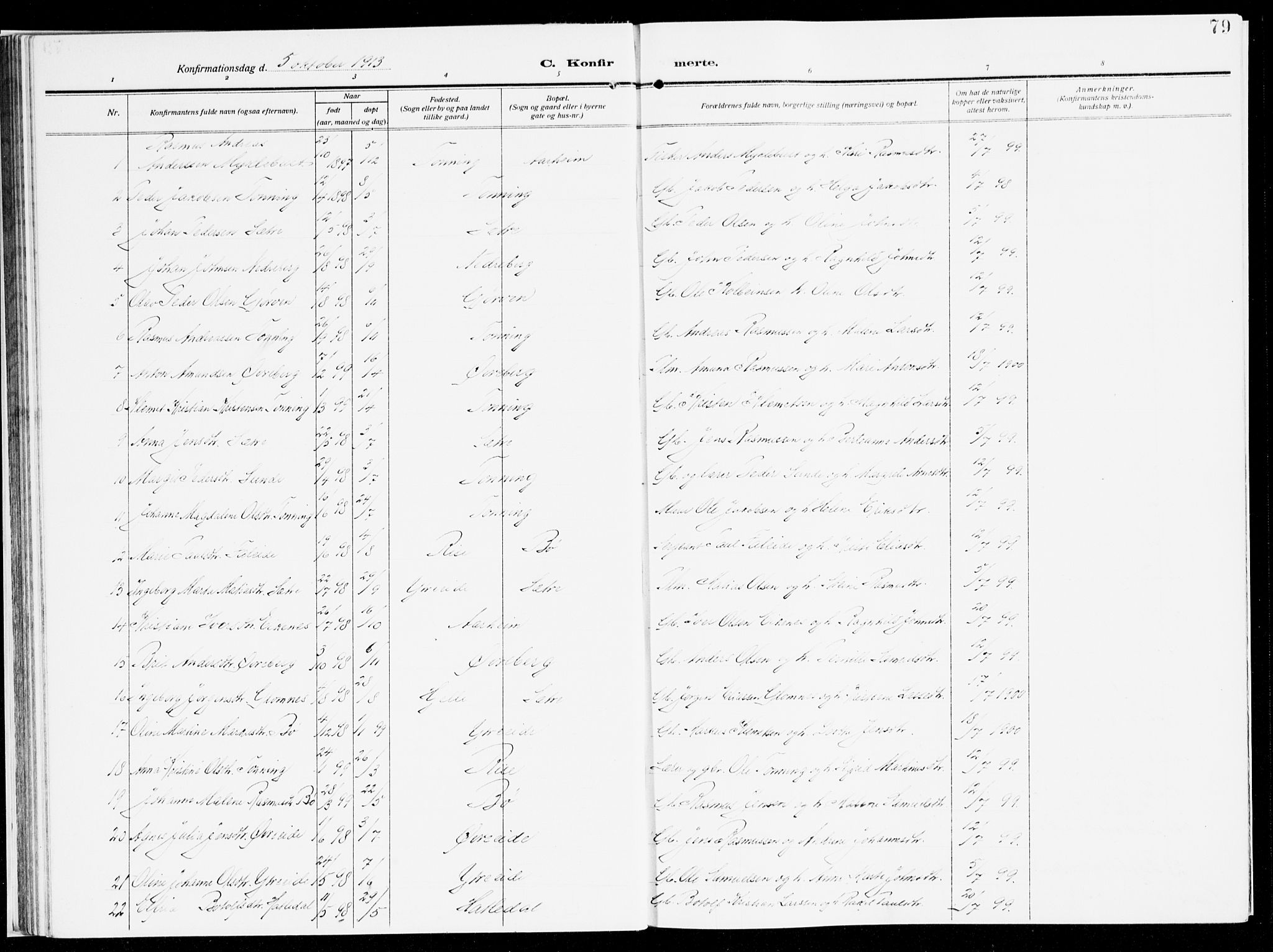 Stryn Sokneprestembete, AV/SAB-A-82501: Parish register (official) no. B 2, 1908-1936, p. 79