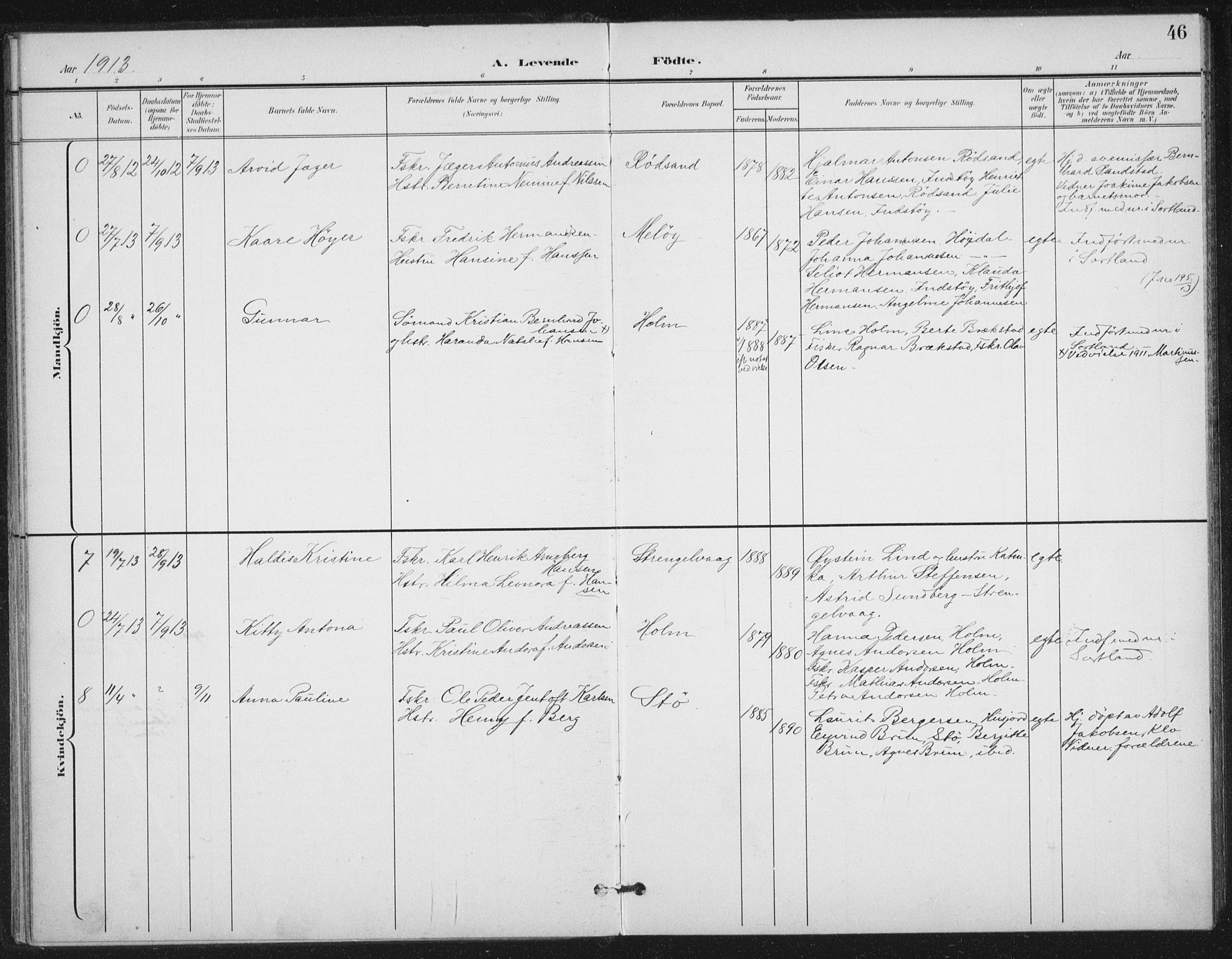 Ministerialprotokoller, klokkerbøker og fødselsregistre - Nordland, SAT/A-1459/894/L1356: Parish register (official) no. 894A02, 1897-1914, p. 46