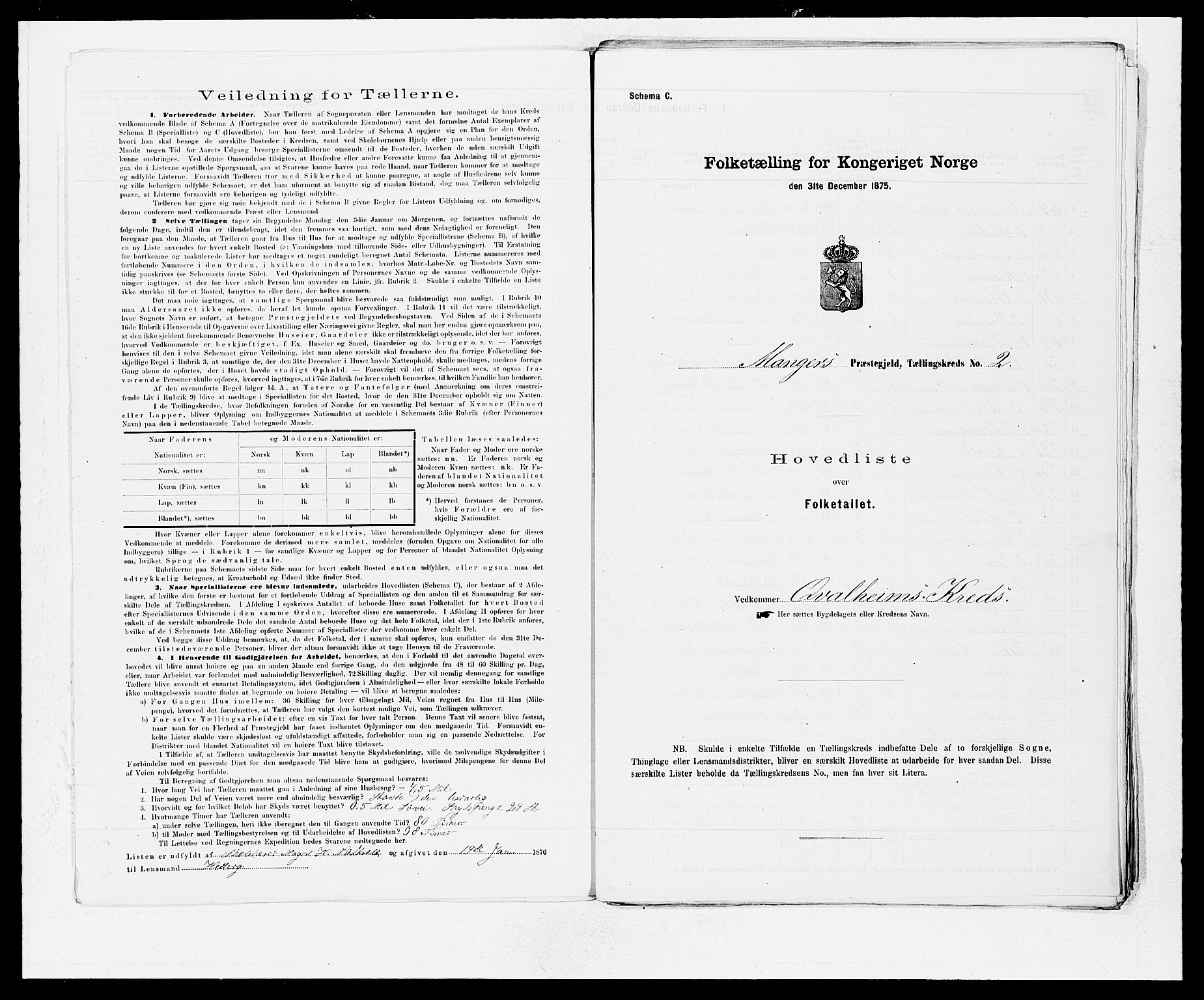 SAB, 1875 census for 1261P Manger, 1875, p. 6