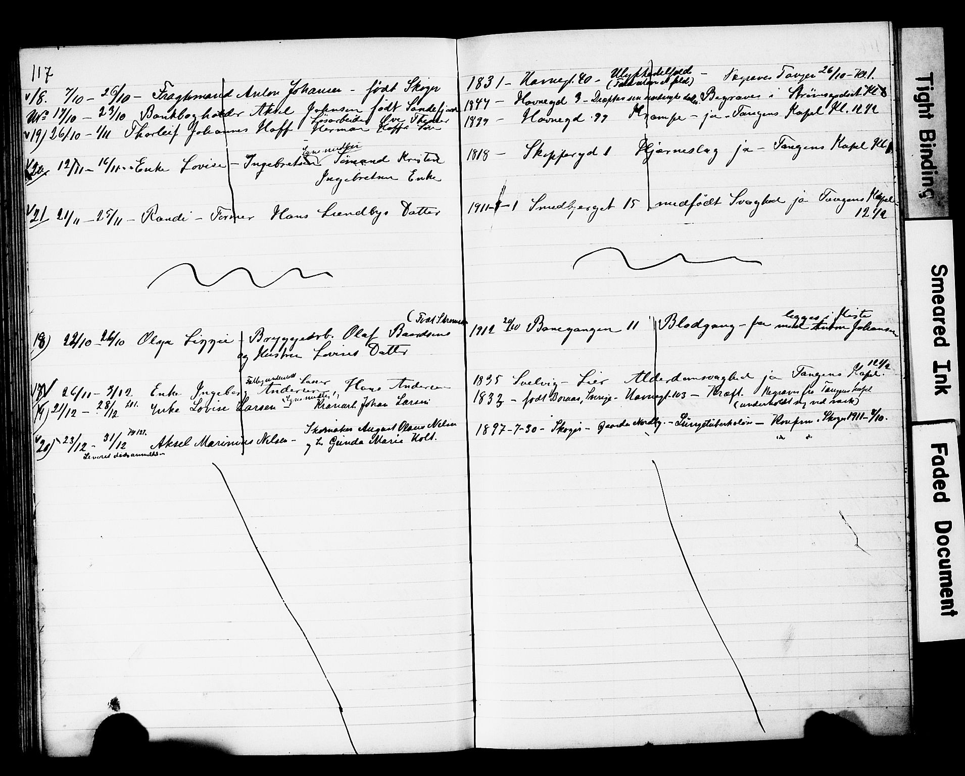 Strømsø kirkebøker, AV/SAKO-A-246/Y/Yb/L0002: Parish register draft no. II 2, 1907-1915, p. 117