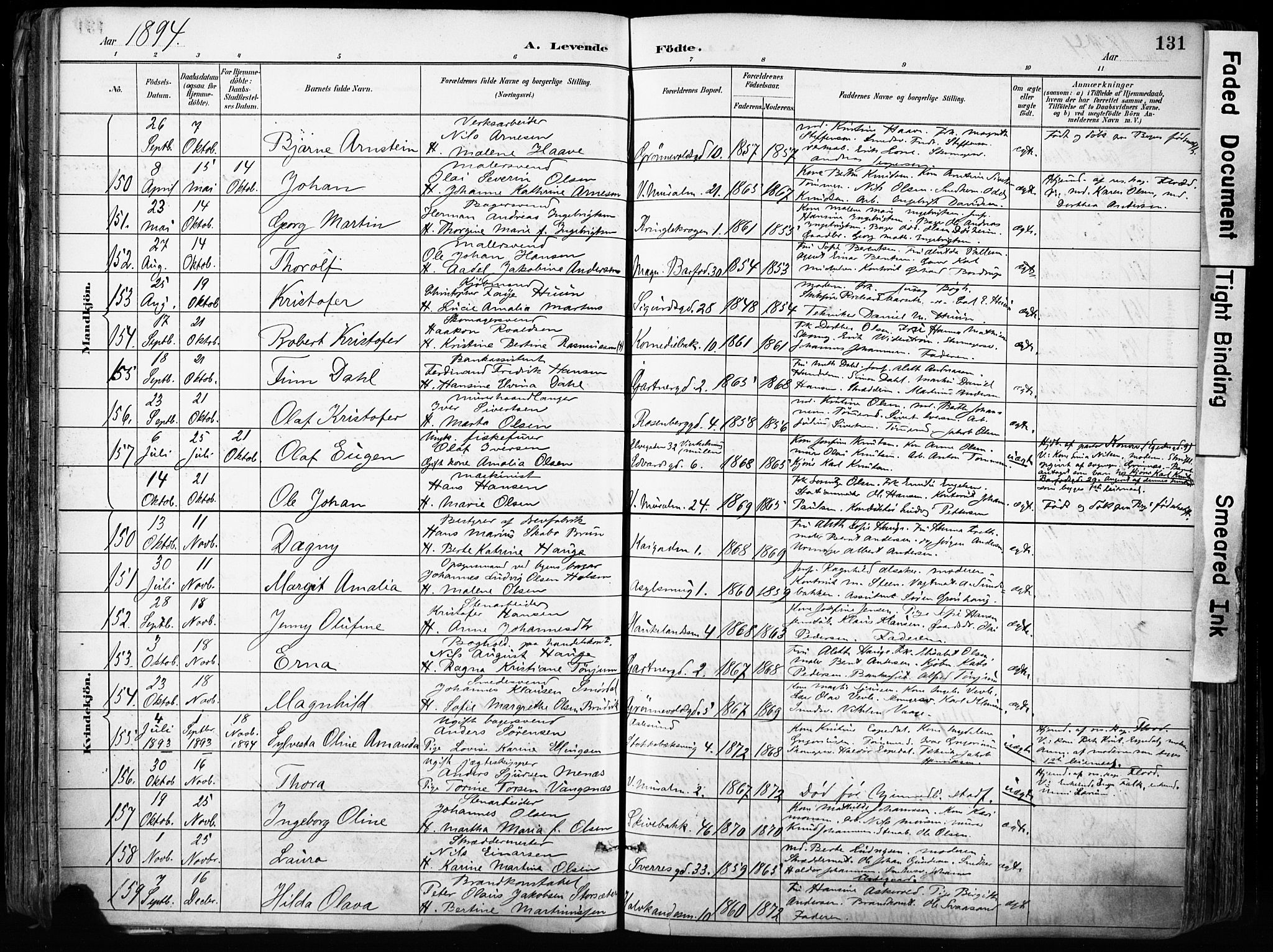 Domkirken sokneprestembete, SAB/A-74801/H/Haa/L0024: Parish register (official) no. B 7, 1888-1903, p. 131