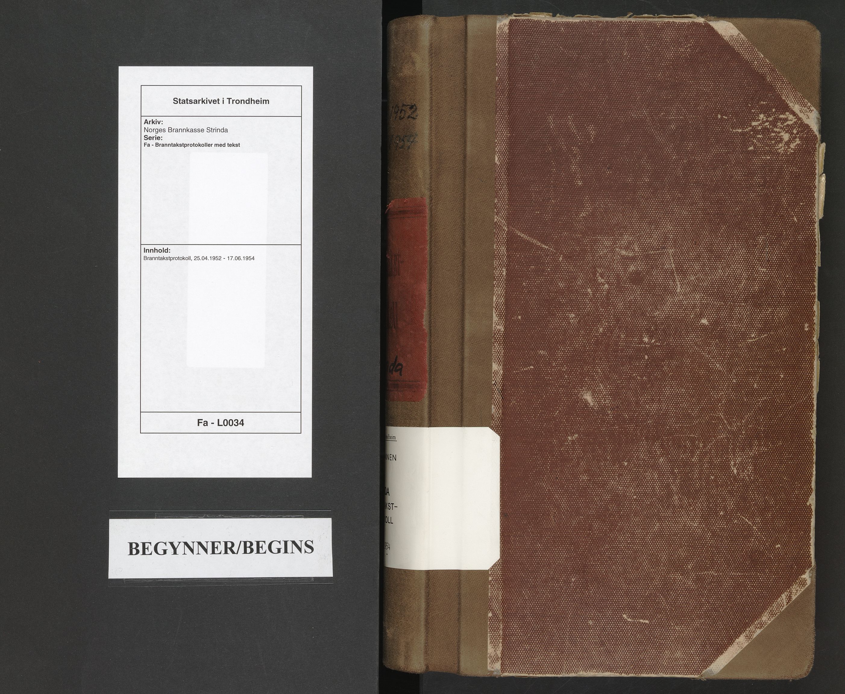 Norges Brannkasse Strinda, AV/SAT-A-5516/Fa/L0034: Branntakstprotokoll, 1952-1954